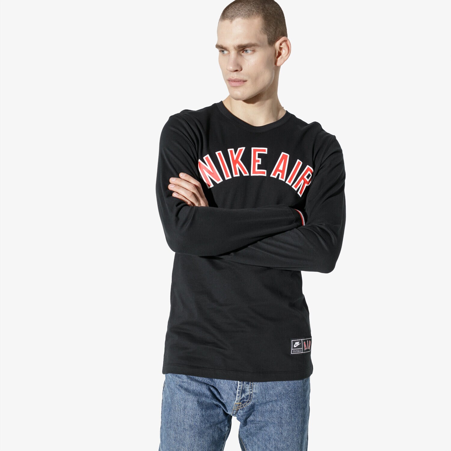 Koszulka, t-shirt sportowy męski NIKE T-SHIRT LS M NSW TEE LS CLTR NIKE AIR 1 AR5172-010 CZARNY