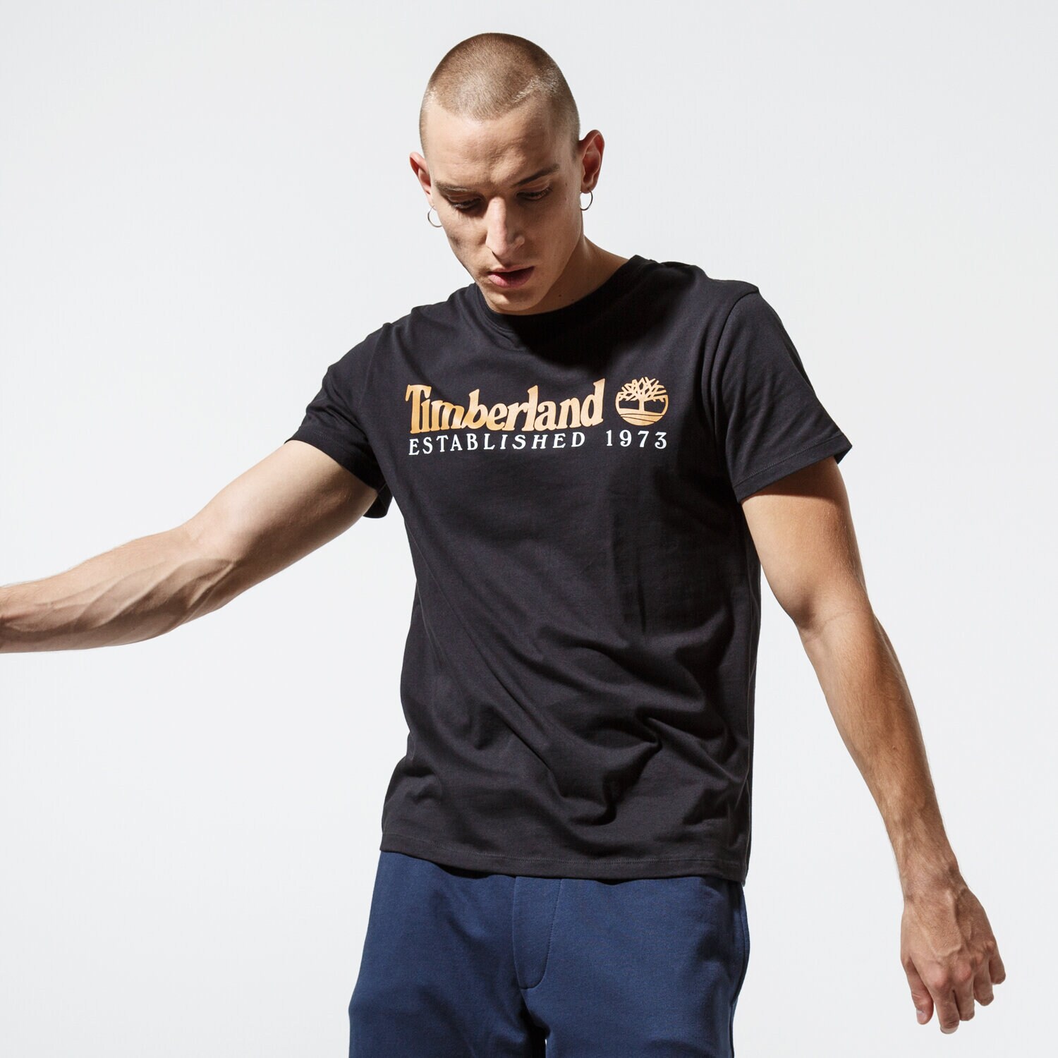 Koszulka, t-shirt sportowy męski TIMBERLAND T-SHIRT SS SS ESTABLISHED 1973 TEE TB0A1YVG0011 CZARNY