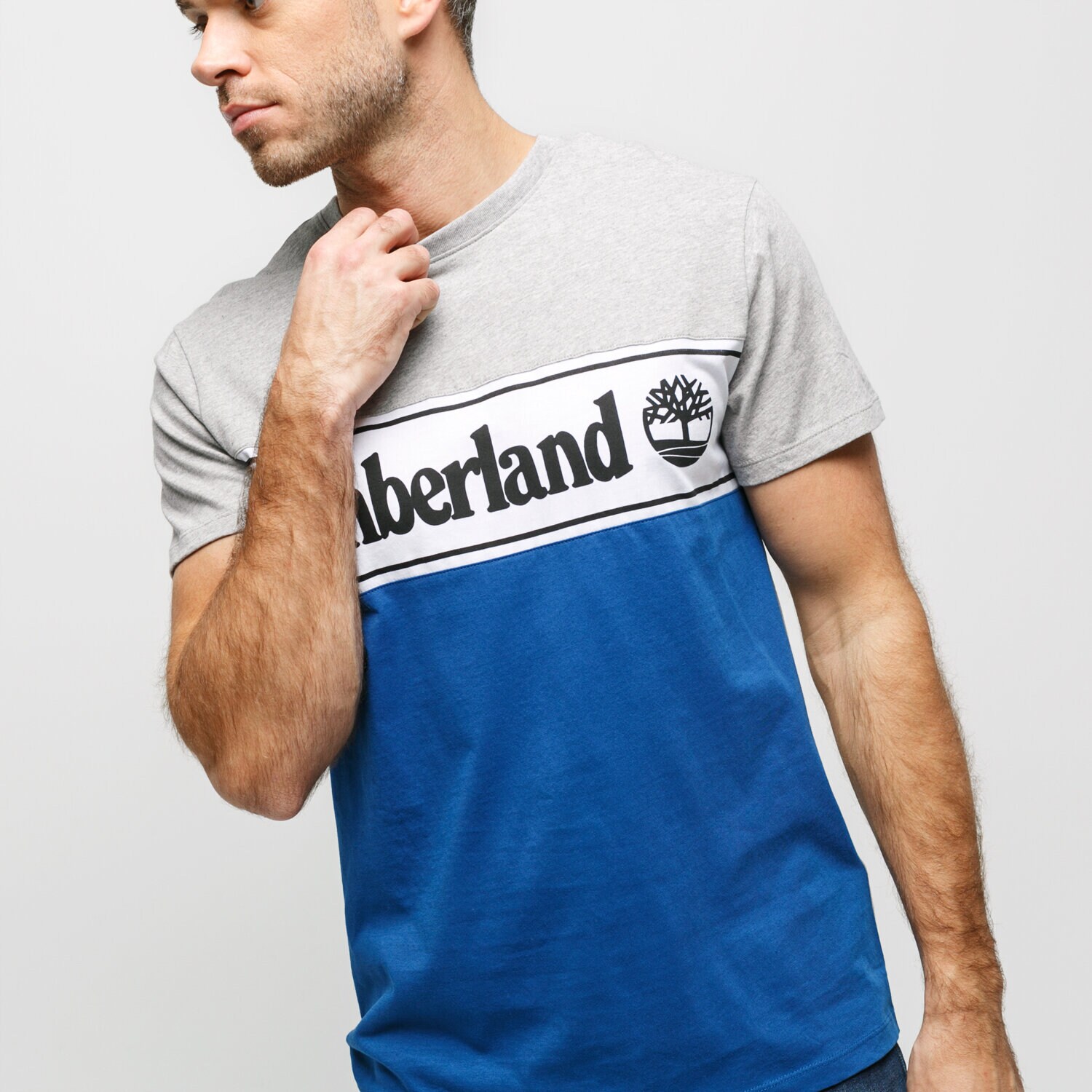 Koszulka, t-shirt sportowy męski TIMBERLAND T-SHIRT SS SS CUT & SEW LINEAR LOGO TEE TB0A1OA4X361 SZARY
