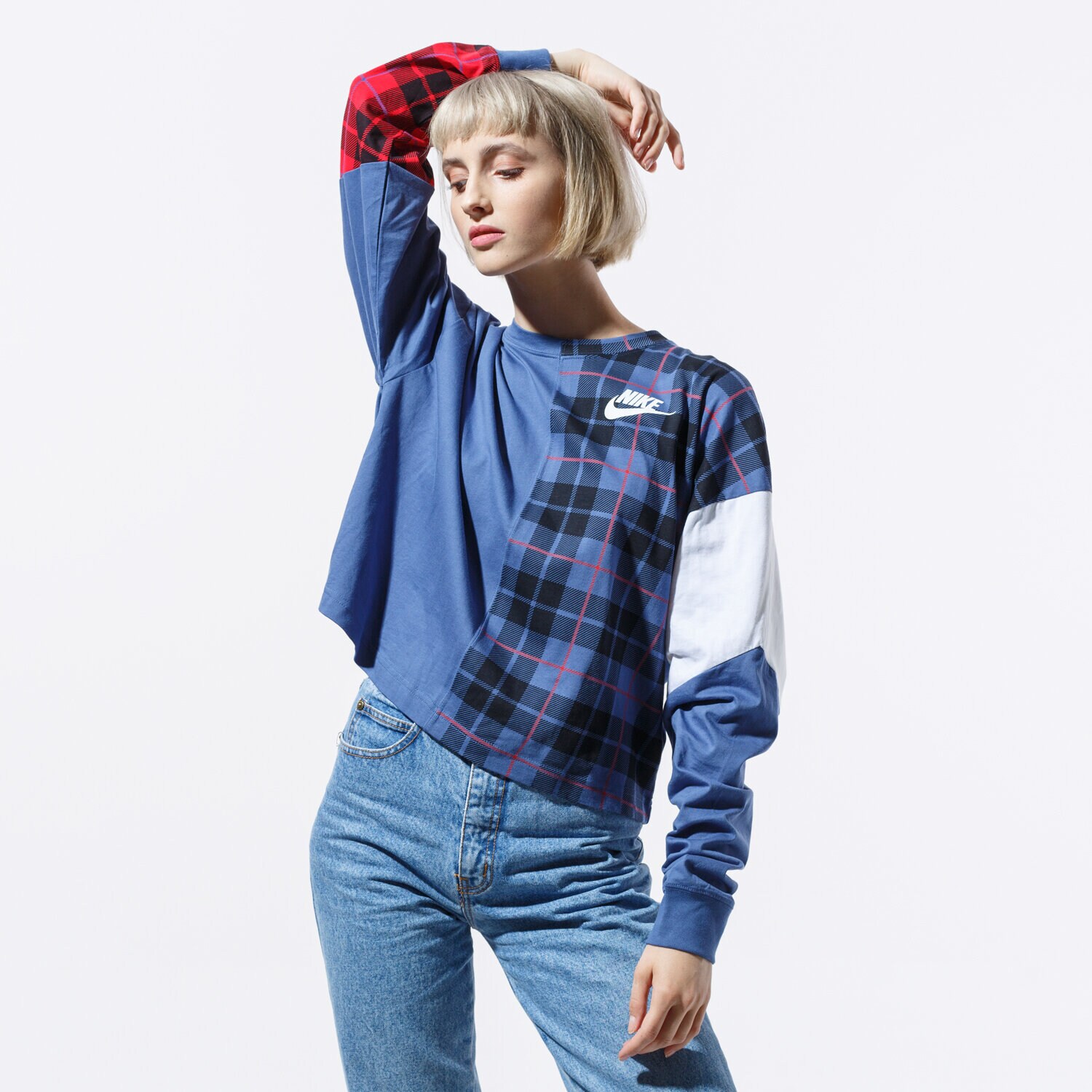 Bluza damska NIKE BLUZA W NSW TOP LS PLAID BV4674-469 GRANATOWY
