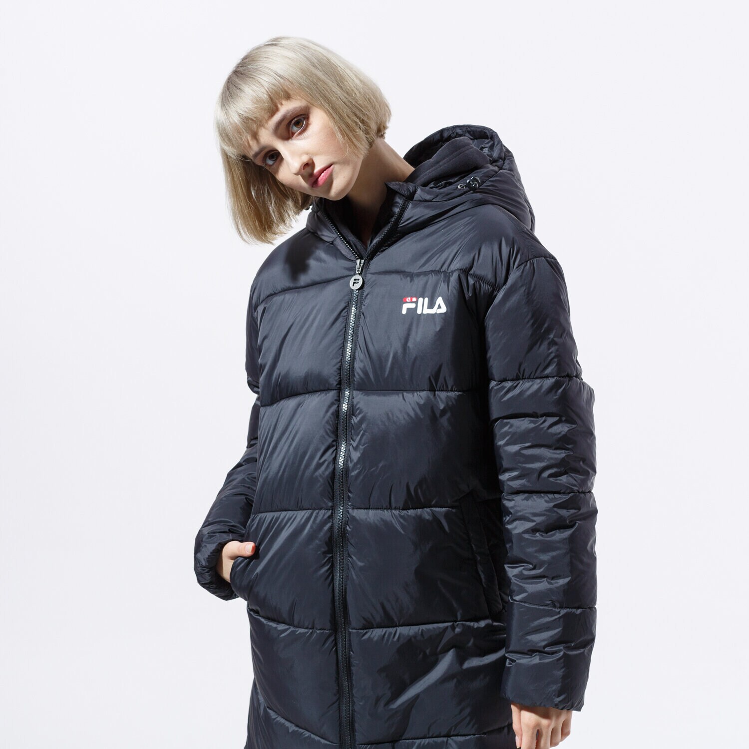 Kurtka zimowa damska FILA KURTKA BRONWEN PUFF HOOD JACKET 687219002 CZARNY