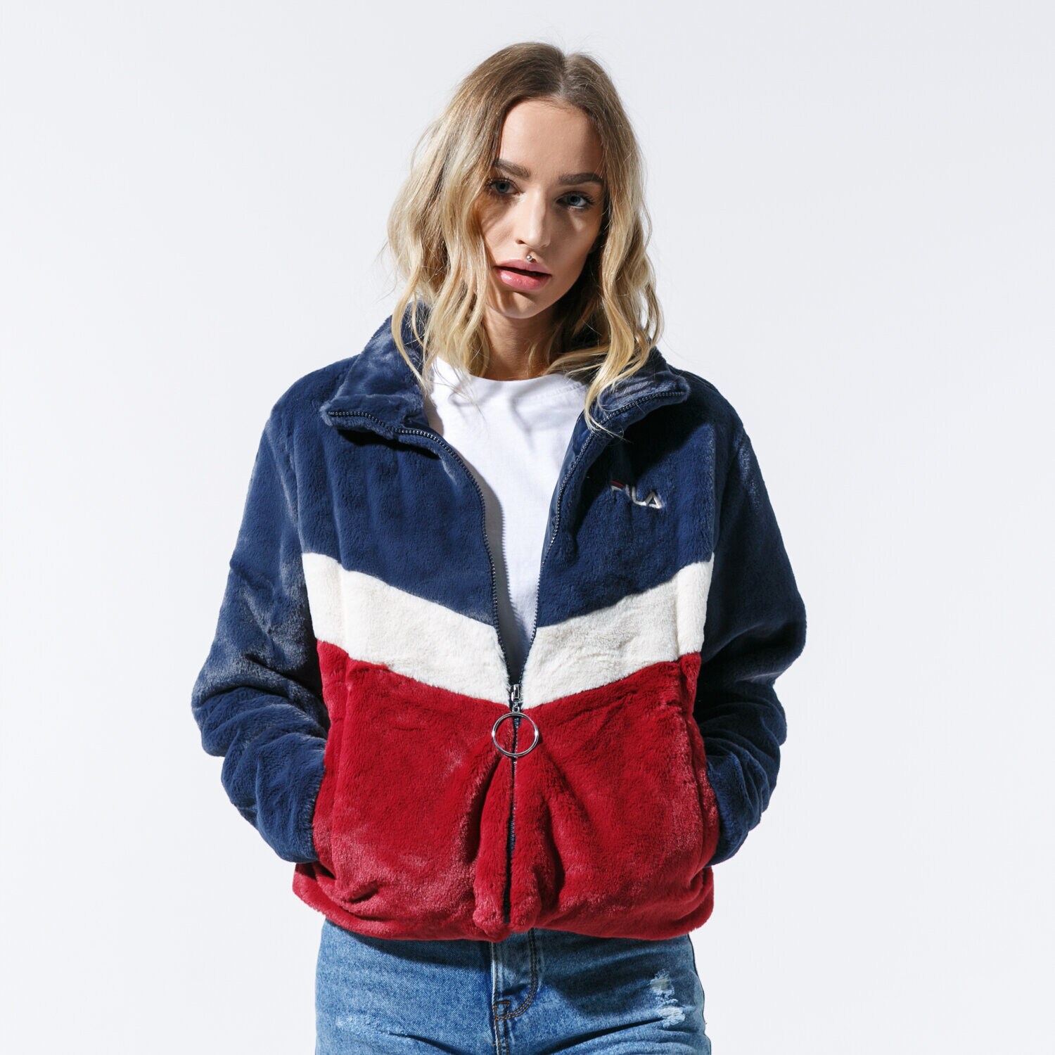 Bluza damska FILA BLUZA CHARMAINE FUR JACKET 687225A248 GRANATOWY