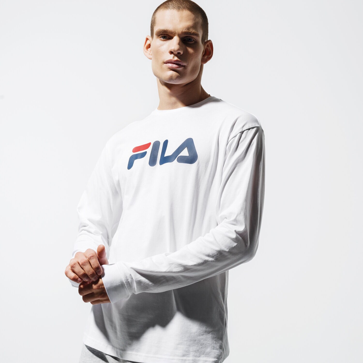Koszulka, t-shirt sportowy męski FILA T-SHIRT PURE LONG SLEEVE SHIRT 681092M67 BIAŁY