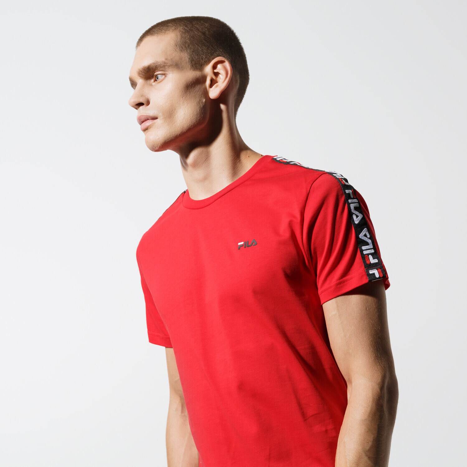 Koszulka, t-shirt sportowy męski FILA T-SHIRT SS VAINAMO TEE 687217006 CZERWONY