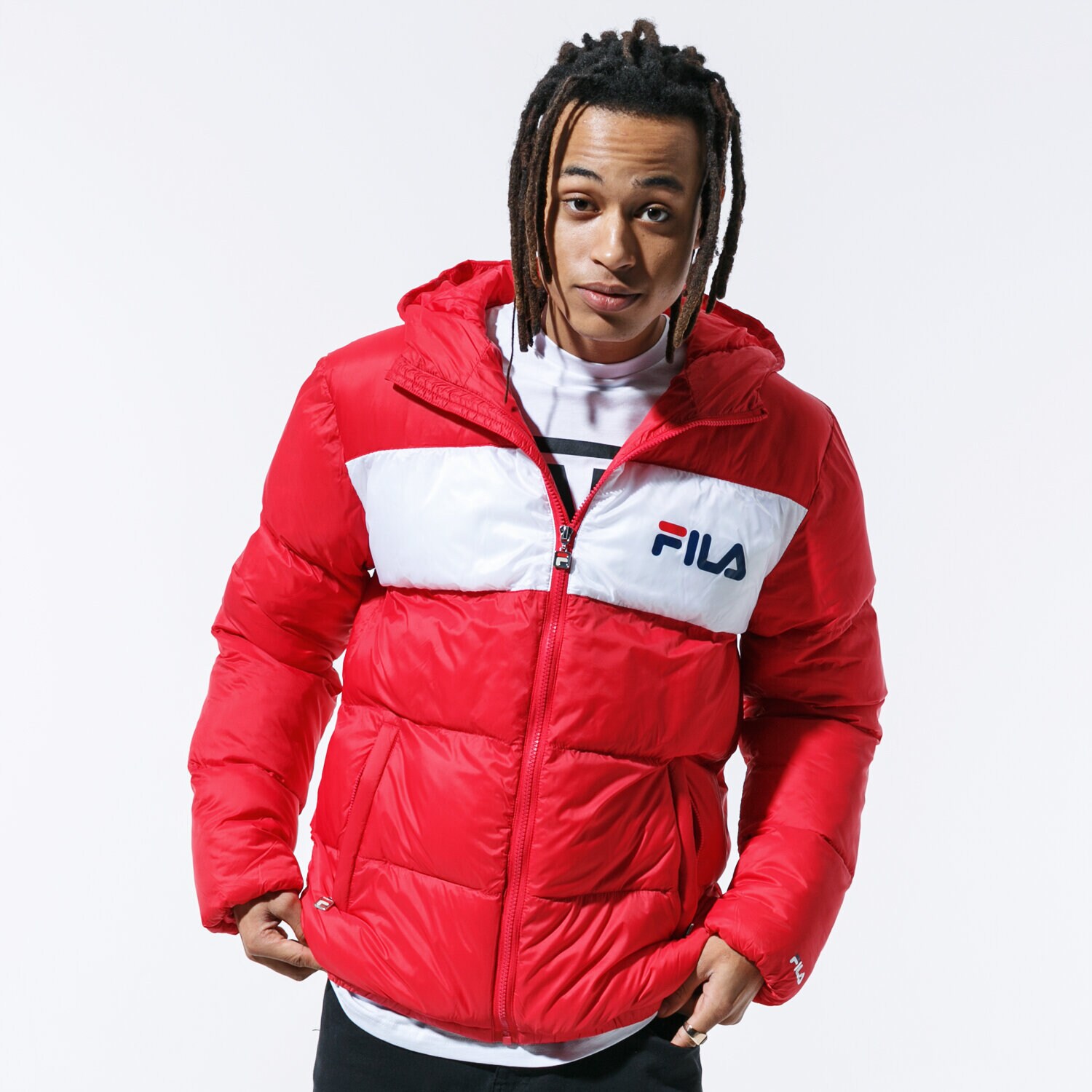 FILA KURTKA FLOYD PUFF HOOD JACKET 682368G12 CZERWONY M skie