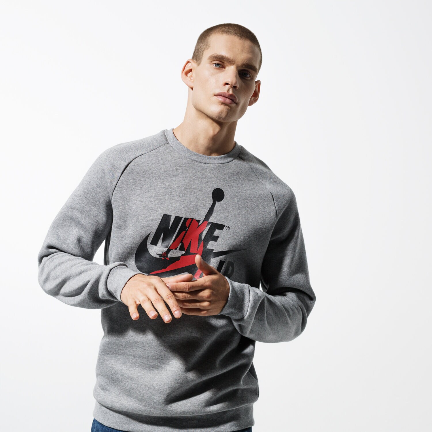 Bluza męska JORDAN BLUZA M J JUMPMAN CLASSICS CREW BV6006-091 SZARY