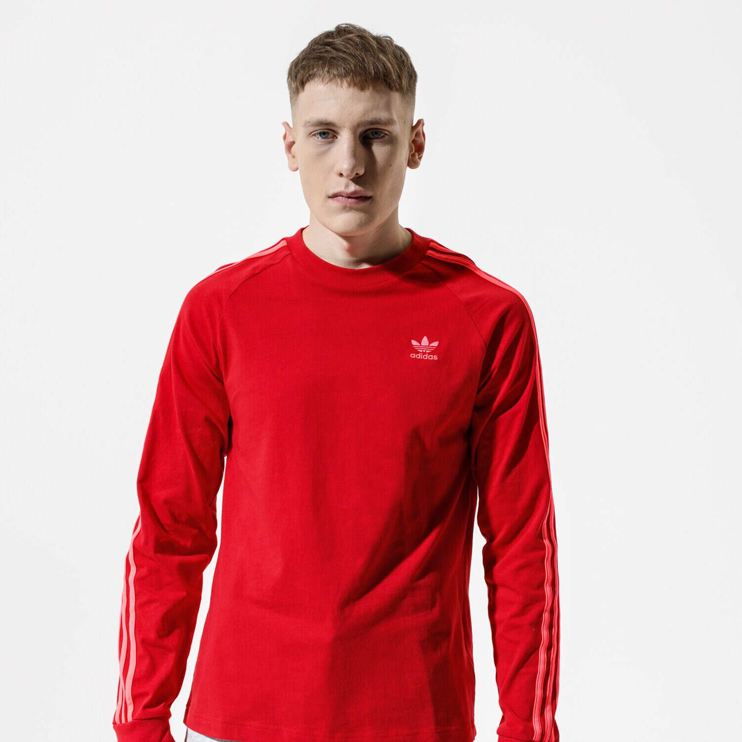 Koszulka, t-shirt sportowy męski ADIDAS T-SHIRT LS BLC 3-S LS T EJ9688 CZERWONY