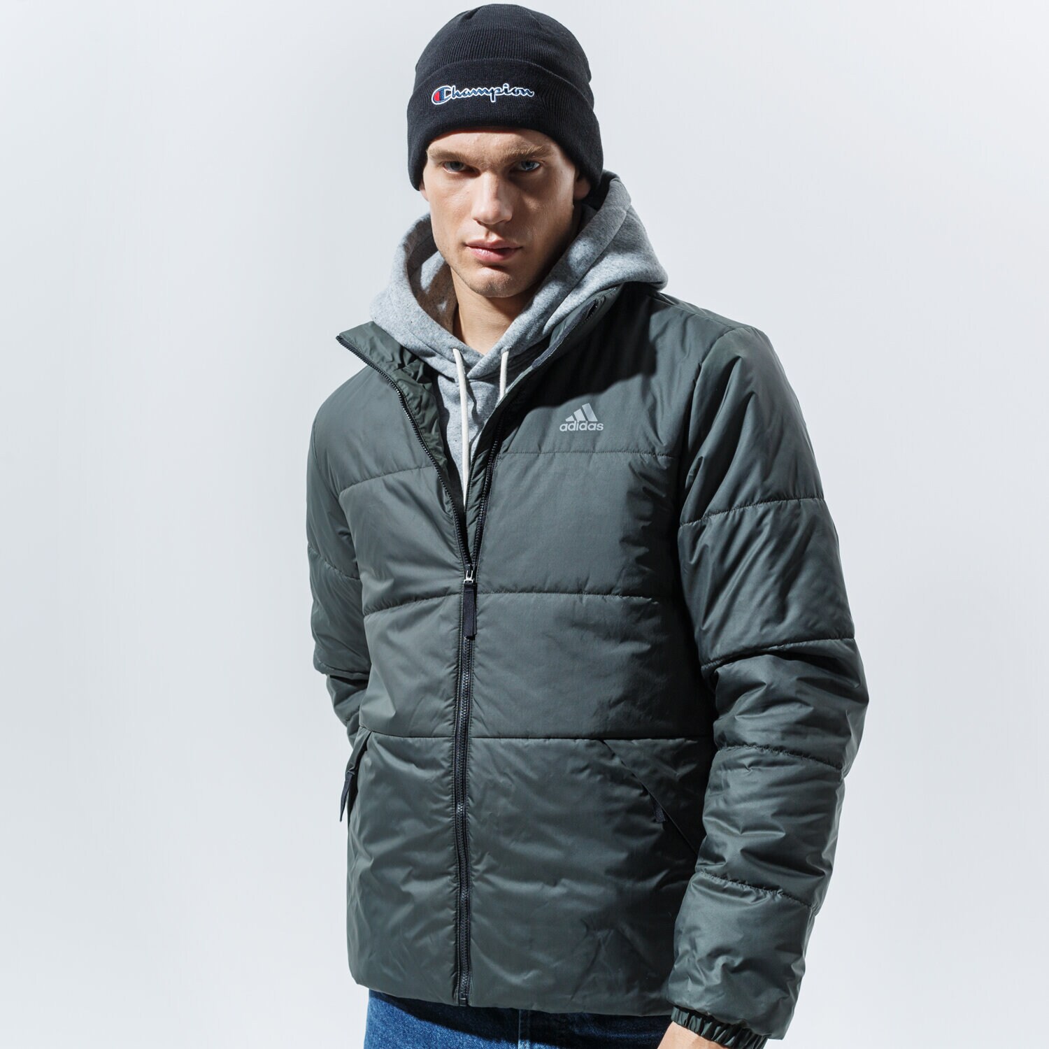 Kurtka zimowa męska ADIDAS KURTKA BSC 3S INS JKT DZ1398 KHAKI