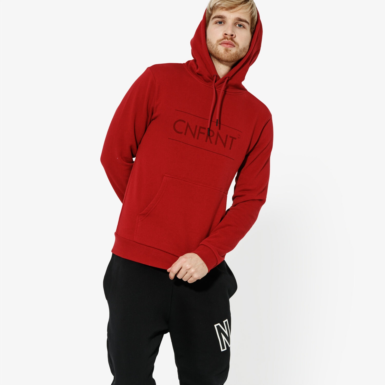 Bluza męska CONFRONT BLUZA BIG LOGO HOODIE CF19BLM07001 CZERWONY