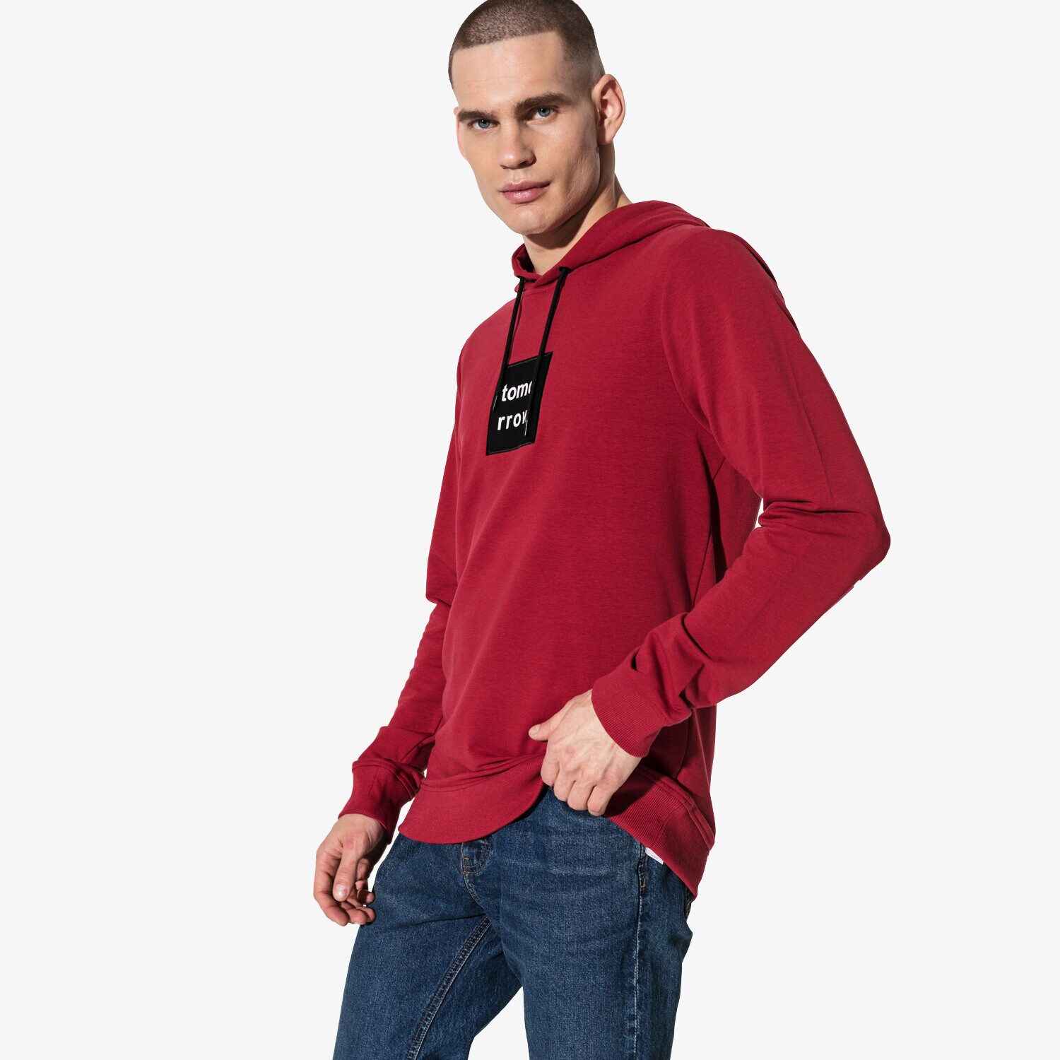 Bluza męska CONFRONT BLUZA SMALL LOGO HOODIE CF19BLM11001 CZERWONY