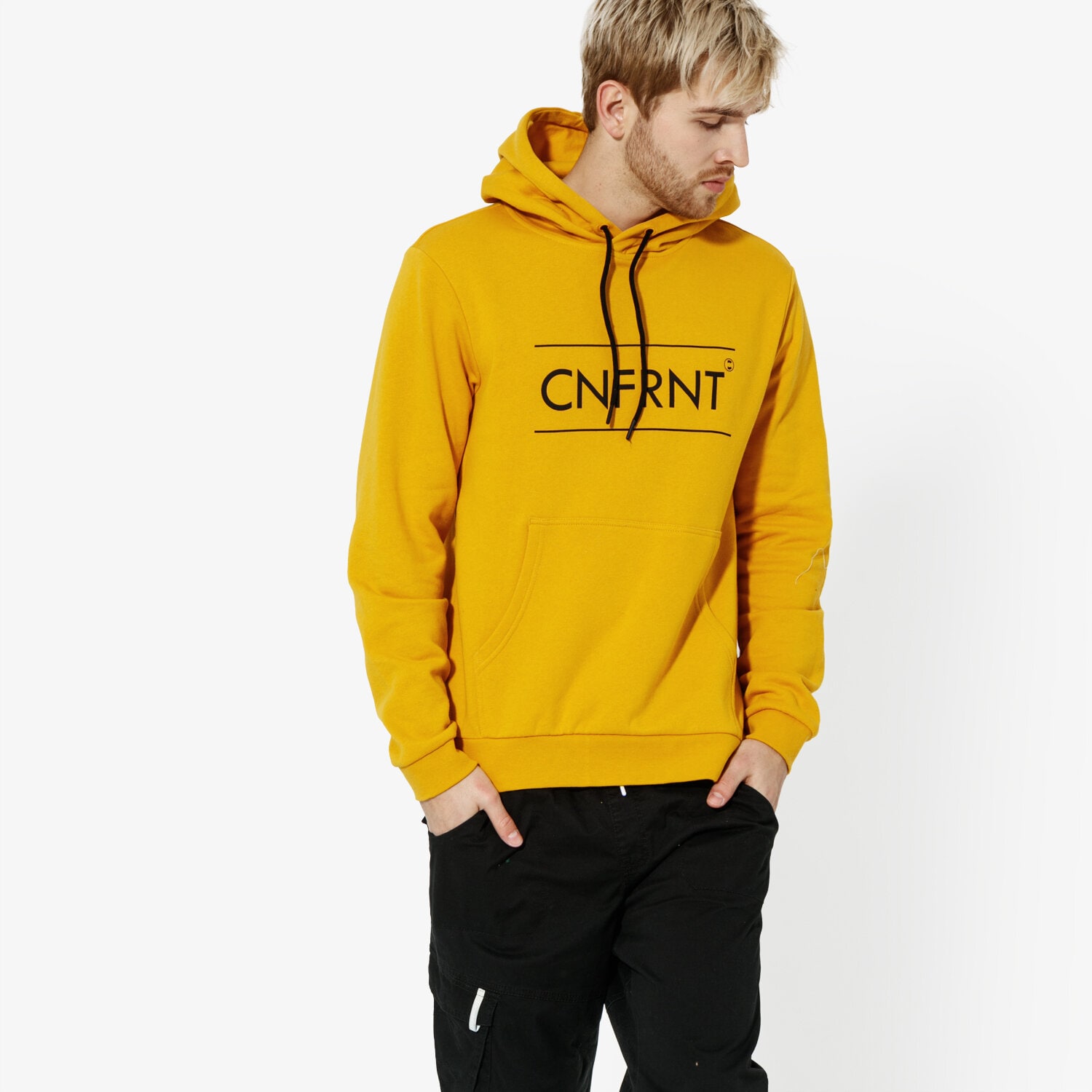 Bluza męska CONFRONT BLUZA BIG LOGO HOODIE CF19BLM07002 ŻÓŁTY
