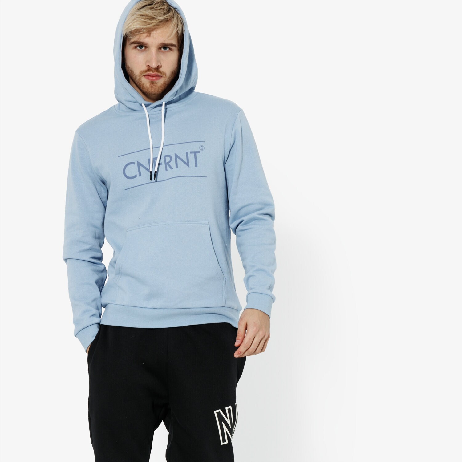Bluza męska CONFRONT BLUZA BIG LOGO HOODIE CF19BLM07003 NIEBIESKI