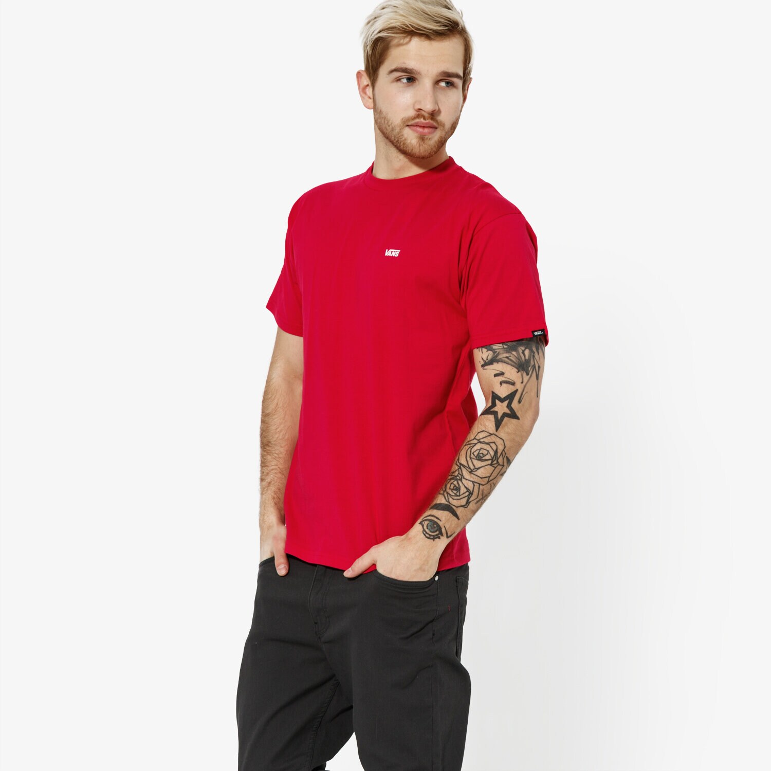 Koszulka, t-shirt sportowy męski VANS T-SHIRT SS MN LEFT CHEST LOGO TEE PNK VN0A3CZETDE1 RÓŻOWY