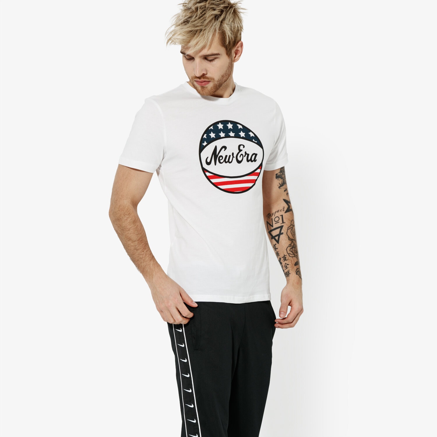 Koszulka, t-shirt sportowy męski NEW ERA T-SHIRT SS NE BALL TEE NEWERA WHI 11914642 BIAŁY