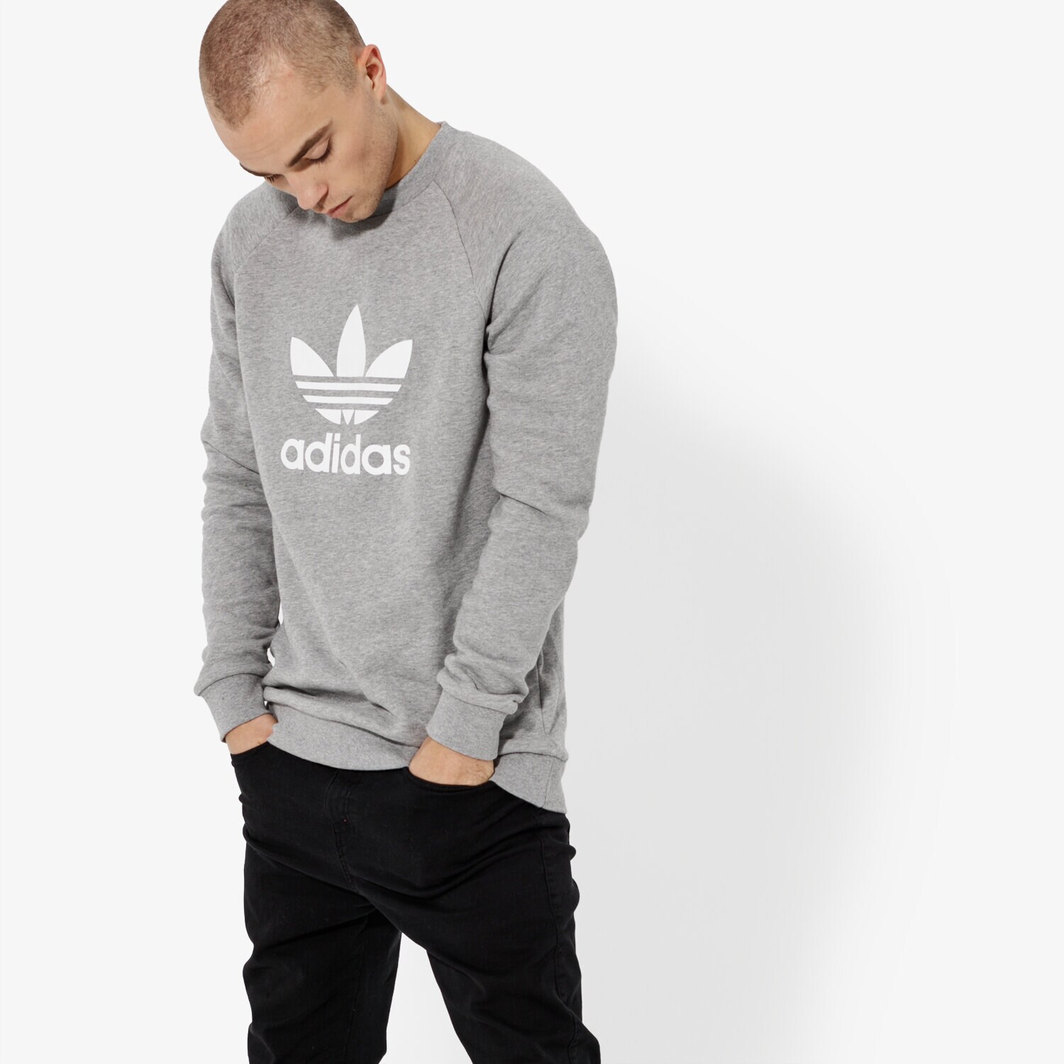 Bluza męska ADIDAS BLUZA TREFOIL CREWMGREYH CY4573 SZARY