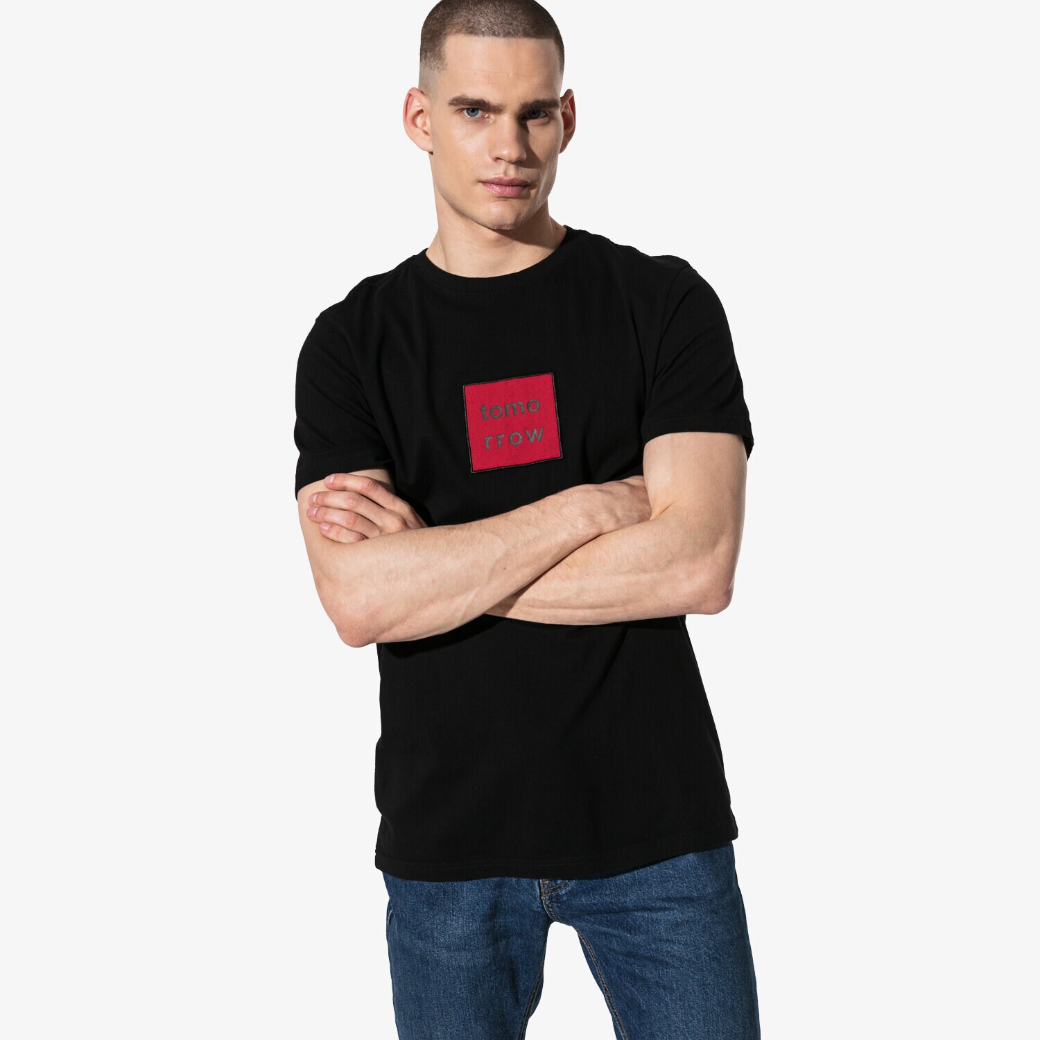 Koszulka, t-shirt sportowy męski CONFRONT T-SHIRT SS BIG LOGO TEE CF19TSM03001 CZARNY
