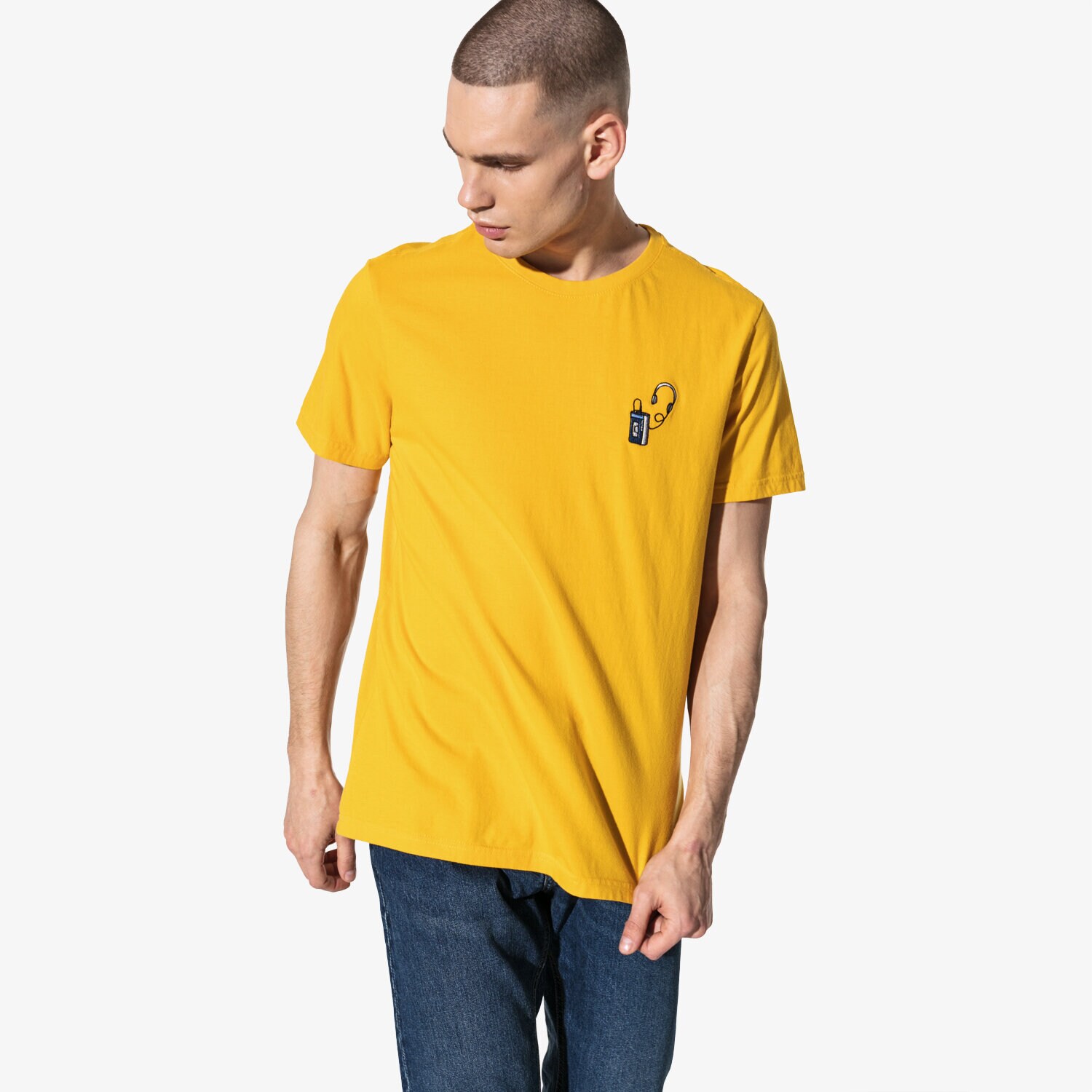 Koszulka, t-shirt sportowy męski CONFRONT T-SHIRT SS WALKMAN CF19TSM76001 ŻÓŁTY