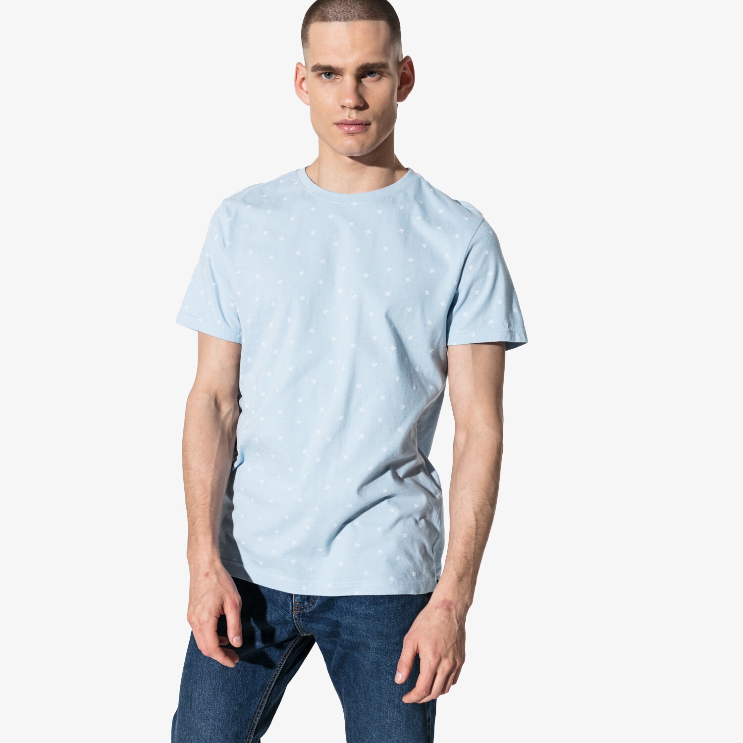 Koszulka, t-shirt sportowy męski CONFRONT T-SHIRT SS PLANE CF19TSM84001 NIEBIESKI