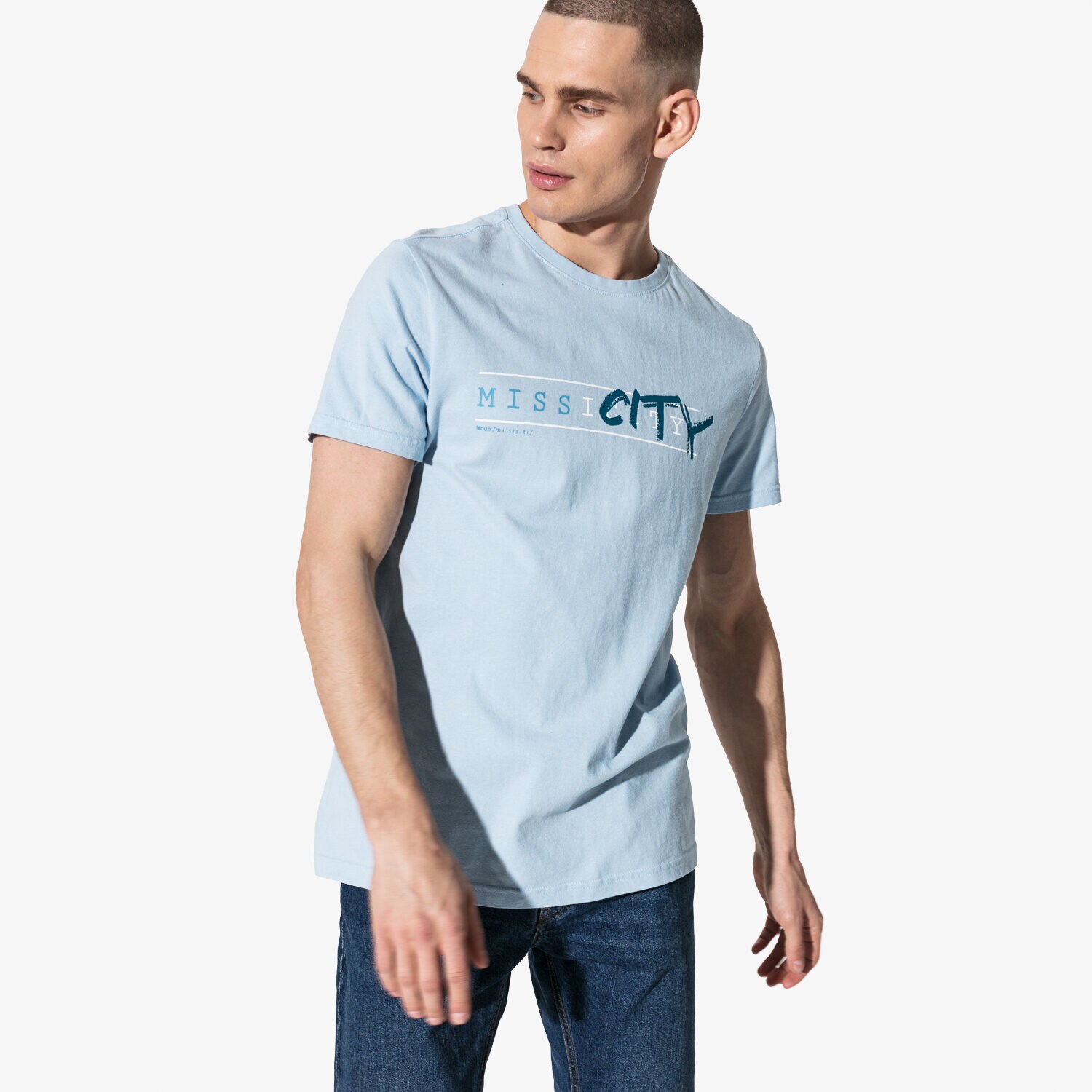Koszulka, t-shirt sportowy męski CONFRONT T-SHIRT SS MISSI CF19TSM87001 NIEBIESKI