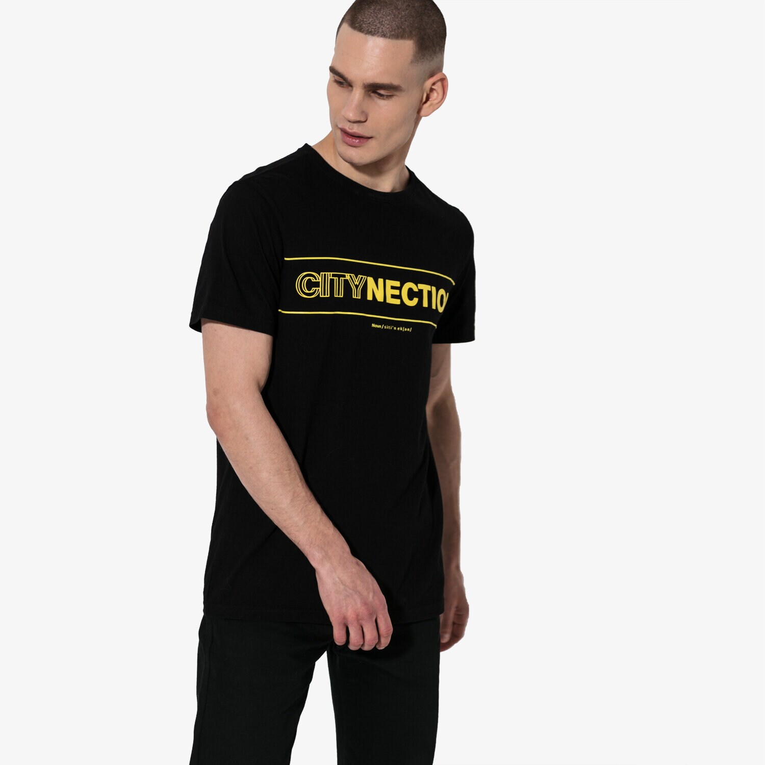 Koszulka, t-shirt sportowy męski CONFRONT T-SHIRT SS NECTION CF19TSM92001 CZARNY