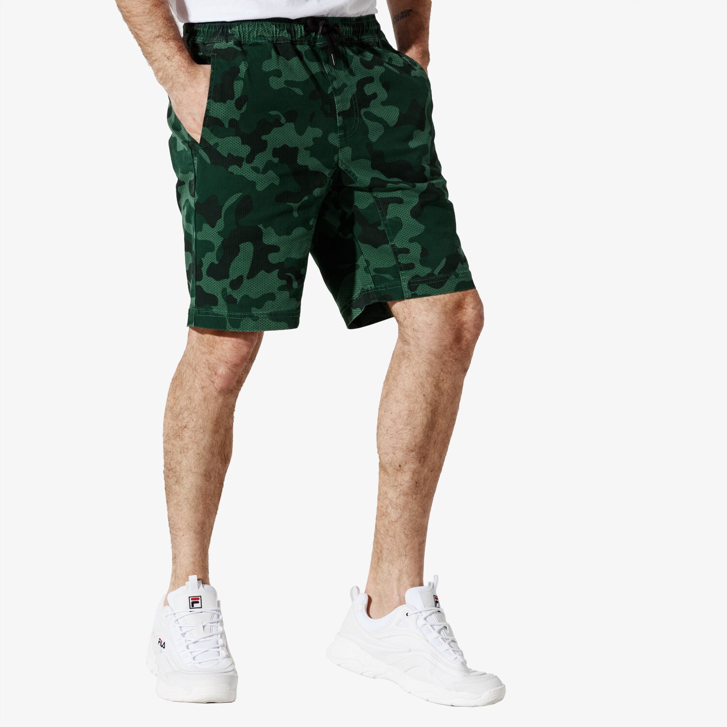 Krótkie spodenki, szorty męskie CONFRONT SZORTY CAMO SHORTS CF19SZM07003 ŻÓŁTY