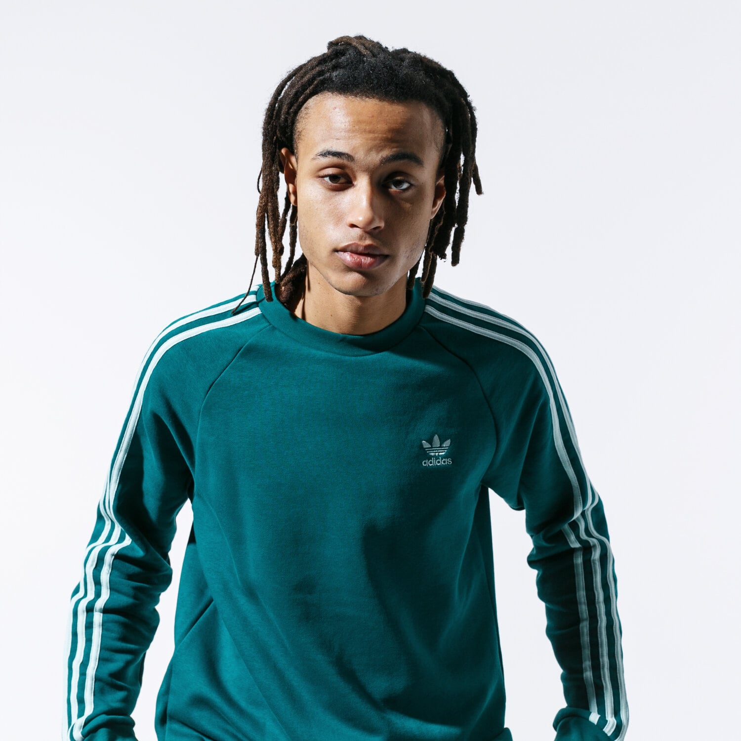 Bluza męska ADIDAS BLUZA 3-STRIPES CREW EJ9692 ZIELONY
