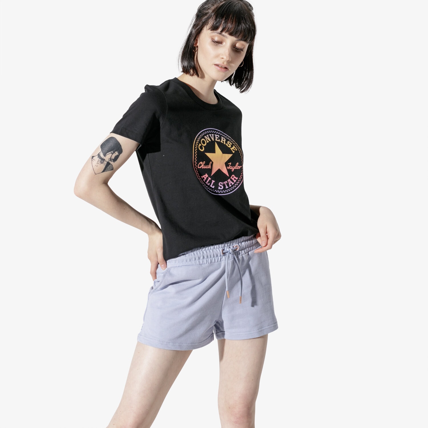 Koszulka, t-shirt damski CONVERSE T-SHIRT SS CONVERSE OMBRE CP CREW TEE 10017088-A02 CZARNY