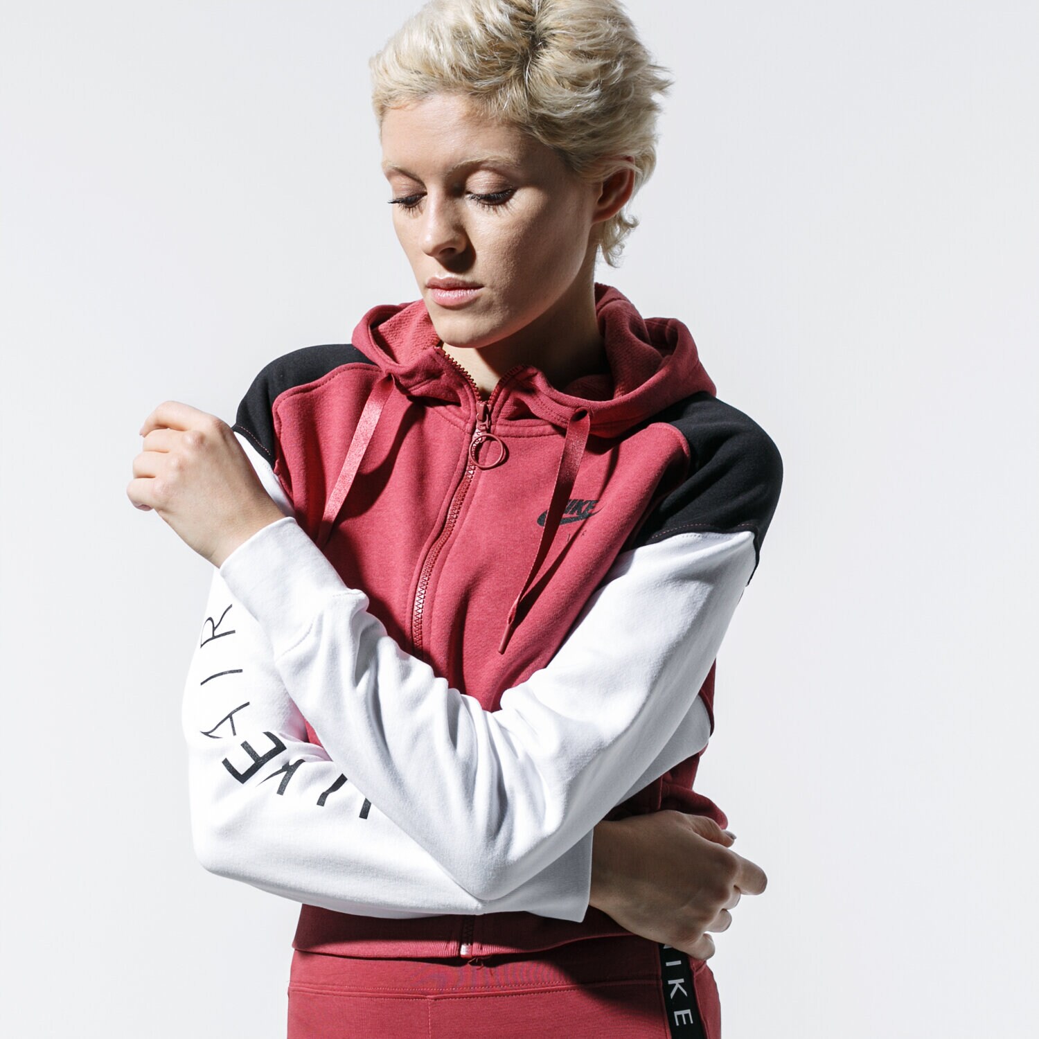 Bluza damska NIKE BLUZA Z KAPTUREM W NSW AIR HOODIE FZ BB BV4771-661 BORDOWY