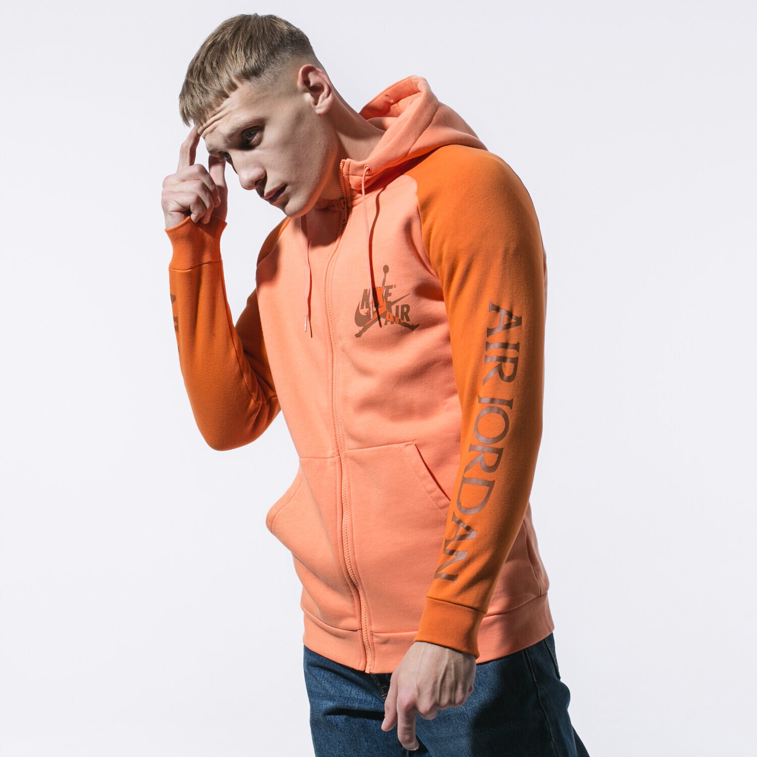 Bluza męska JORDAN BLUZA ROZPINANA Z KAPTUREM M J JUMPMAN CLASSIC FZ CK2223-871 POMARAŃCZOWY