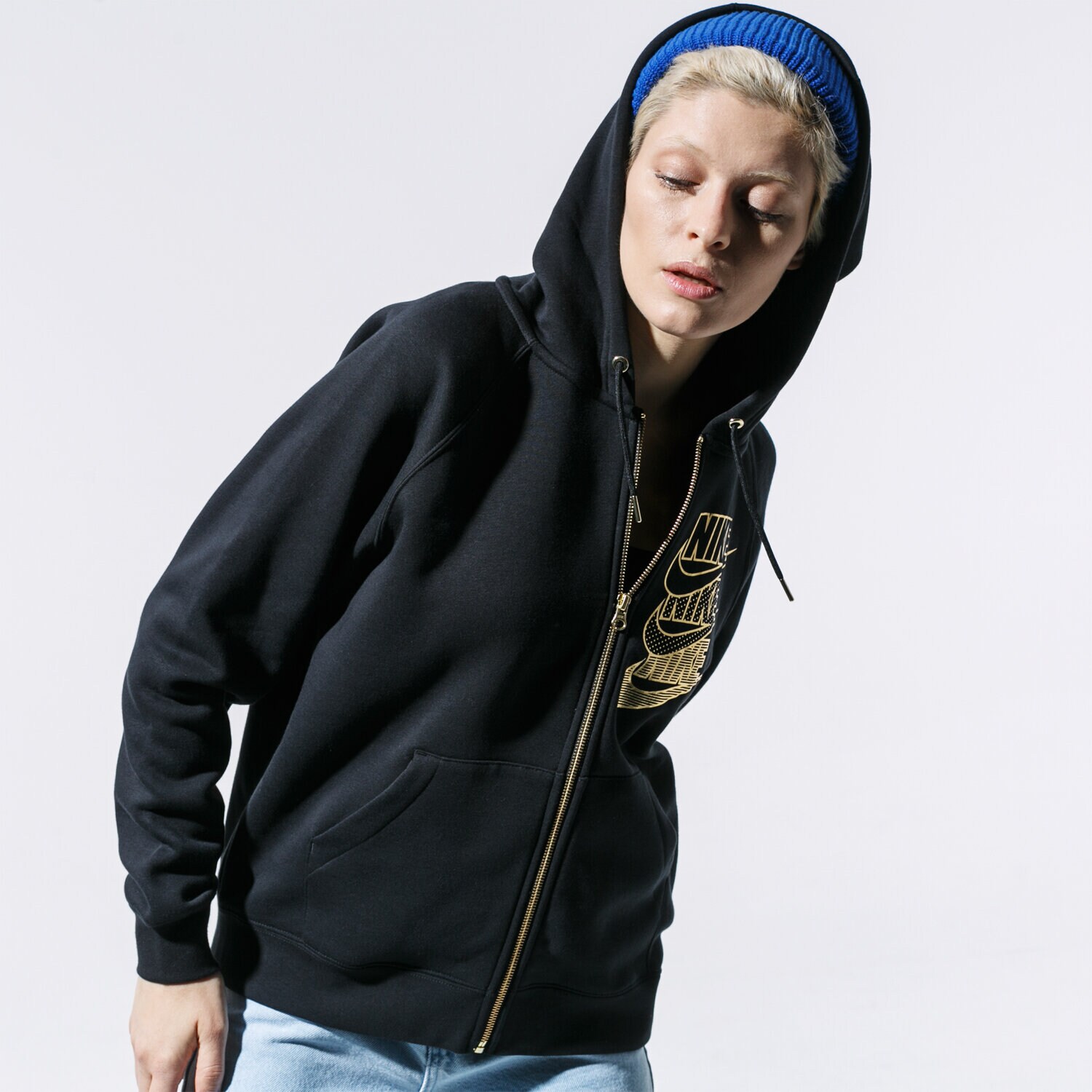 Bluza damska NIKE BLUZA Z KAPTUREM W NSW HOODIE FZ BB SHINE BV4988-010 CZARNY