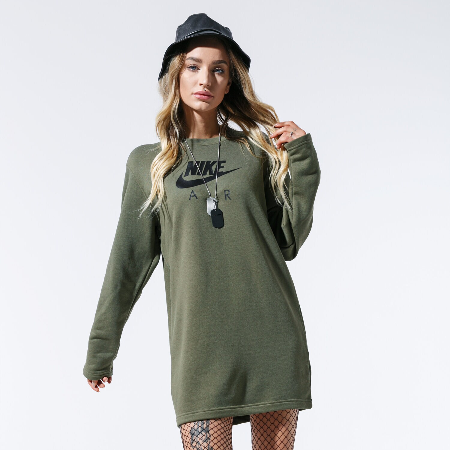 Bluza damska NIKE BLUZA W NSW AIR CREW DRESS BB FLC BV5134-222 KHAKI