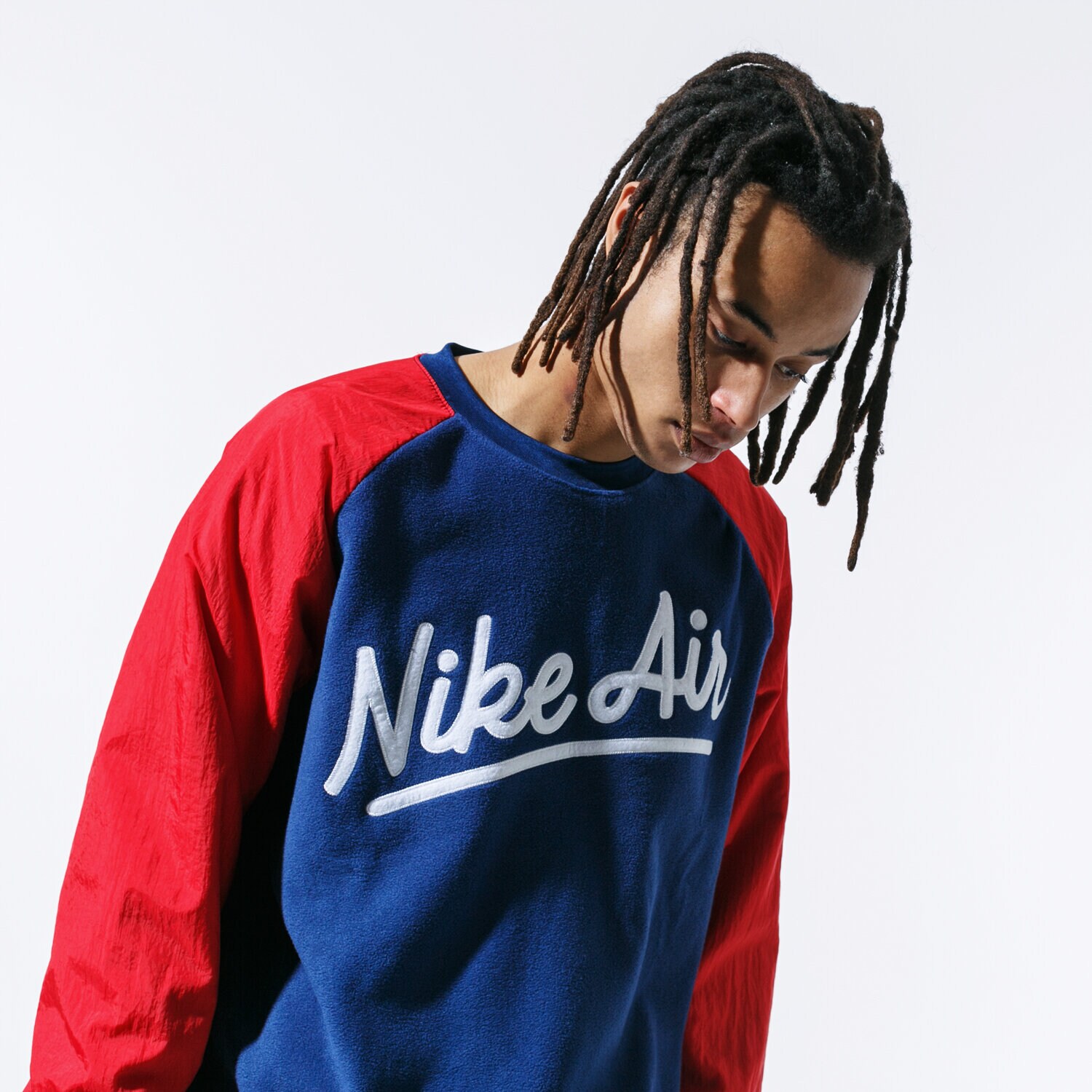 Bluza męska NIKE BLUZA M NSW NIKE AIR CREW MIX MIX SSNL BV5187-492 GRANATOWY