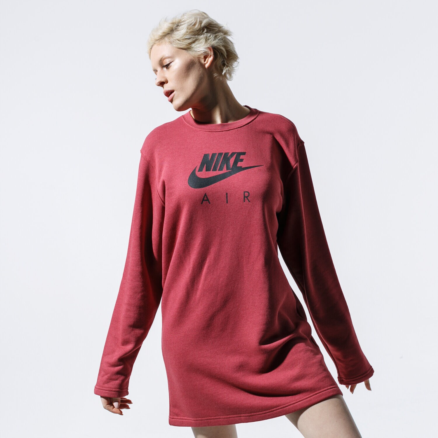 Bluza damska NIKE BLUZA W NSW AIR CREW DRESS BB FLC BV5134-661 BORDOWY