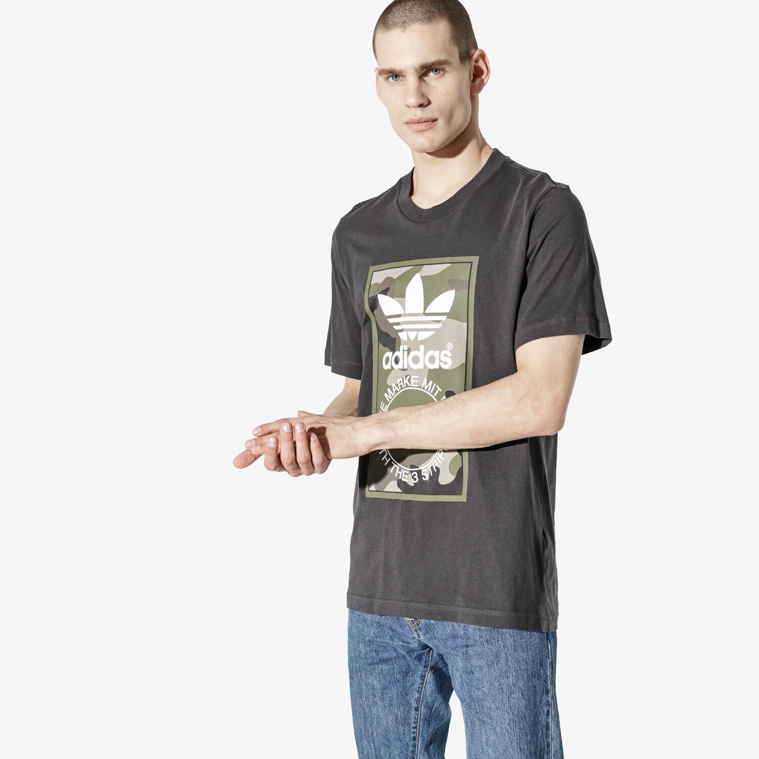 Koszulka, t-shirt sportowy męski ADIDAS T-SHIRT SS CAMO TEE GRAPHICS DV2060 CZARNY