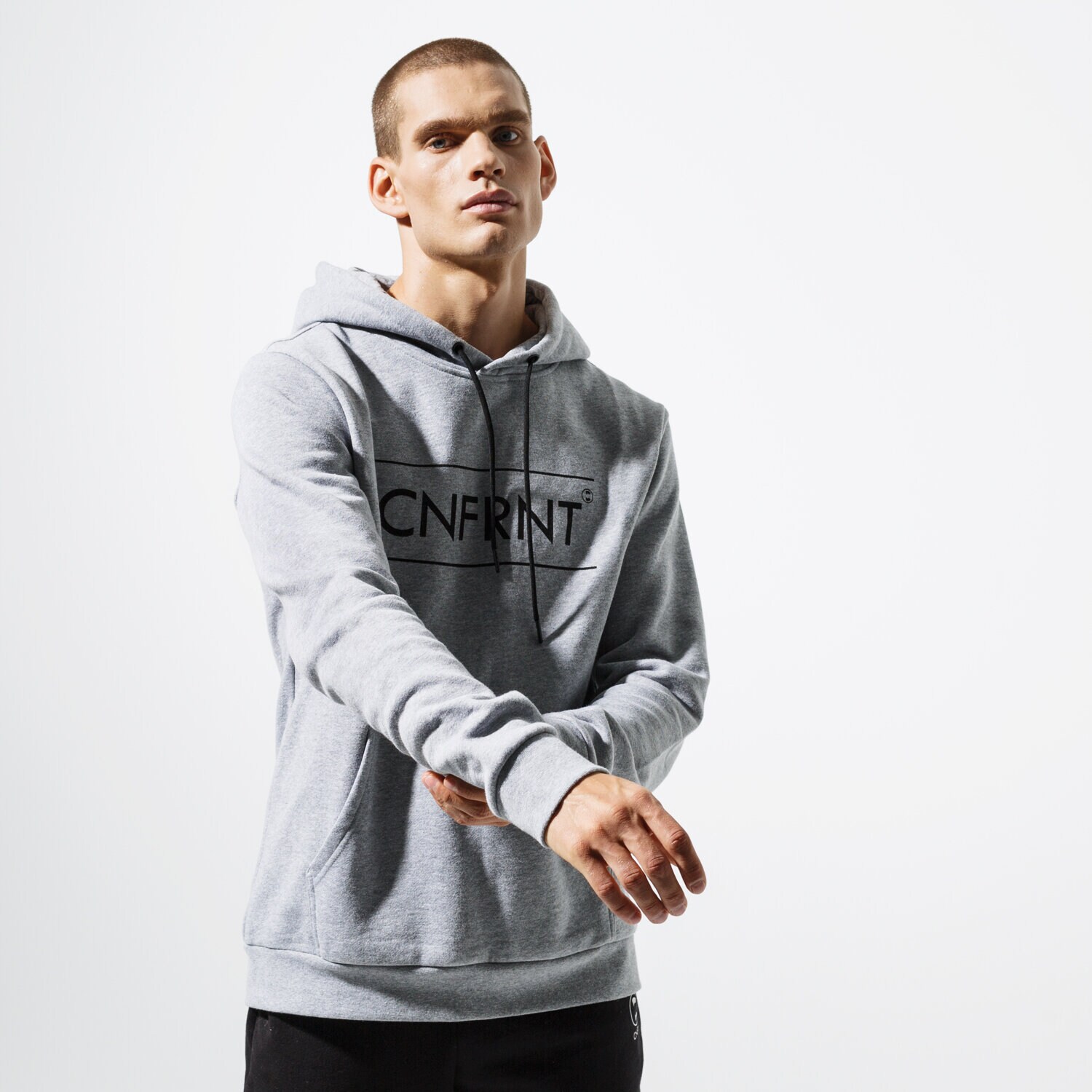 Bluza męska CONFRONT BLUZA ESSENTIAL GRY HOODY  CF39BLM38004 SZARY