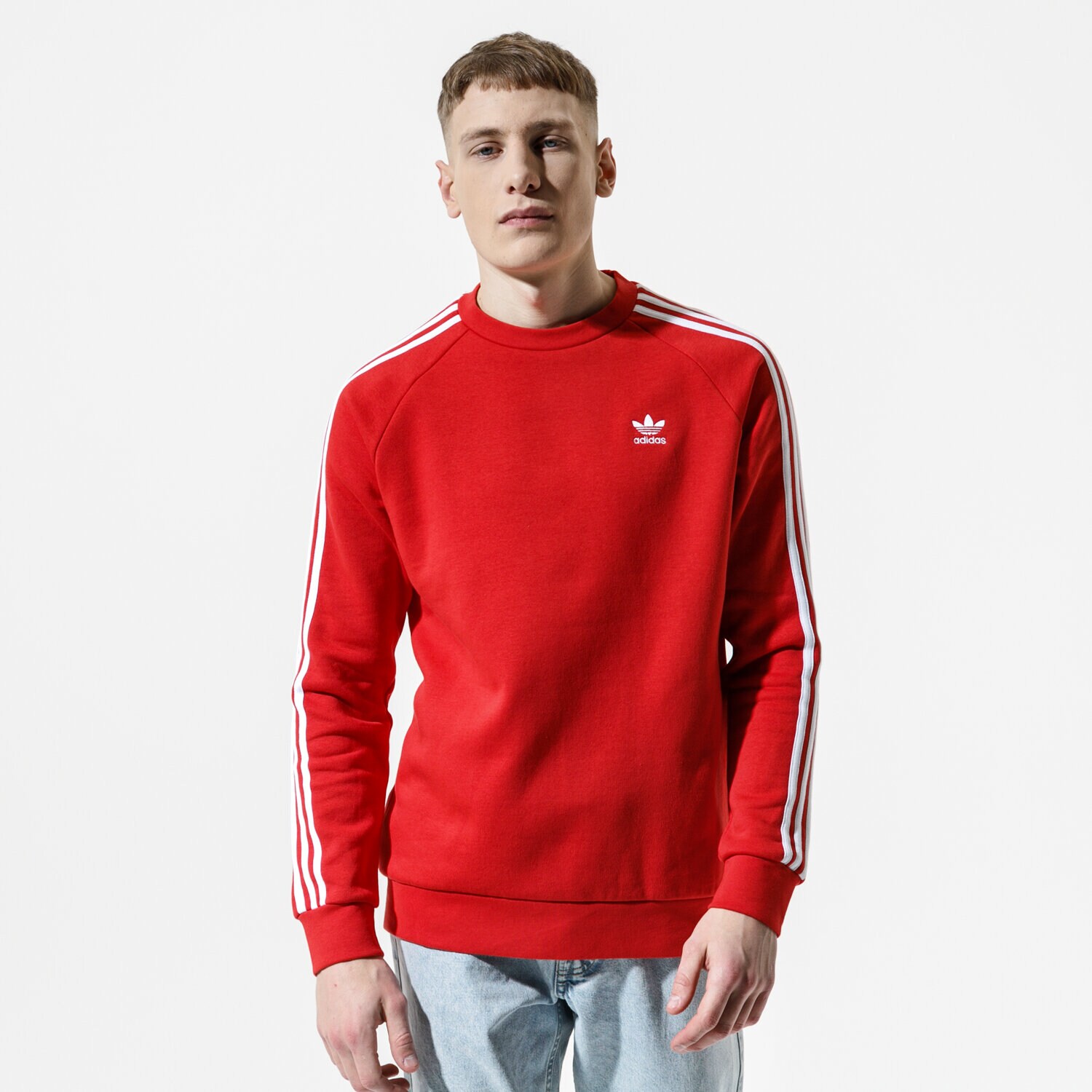 Bluza męska ADIDAS BLUZA 3-STRIPES CREW FM3761 CZERWONY