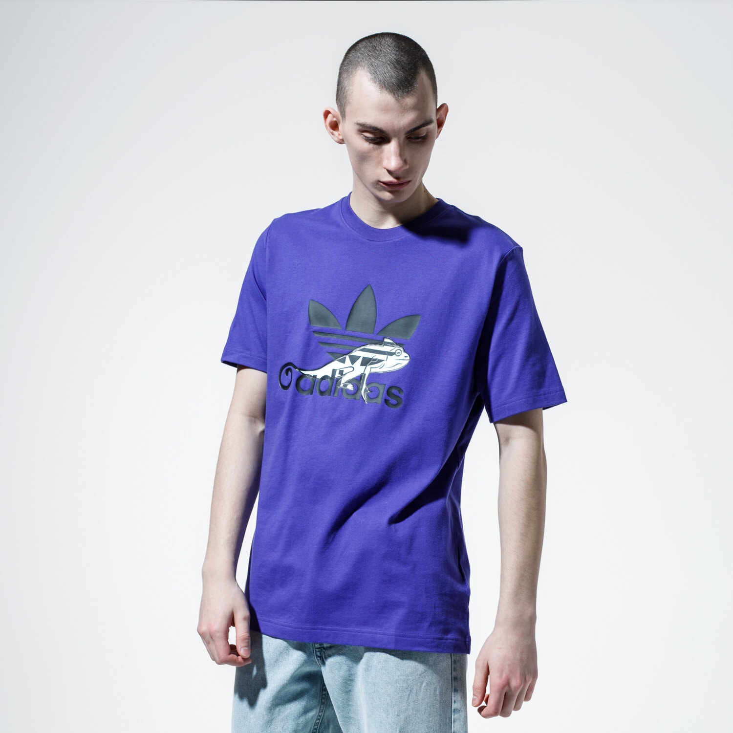 Koszulka, t-shirt sportowy męski ADIDAS T-SHIRT T SHIRT LOGO FM3696 FIOLETOWY