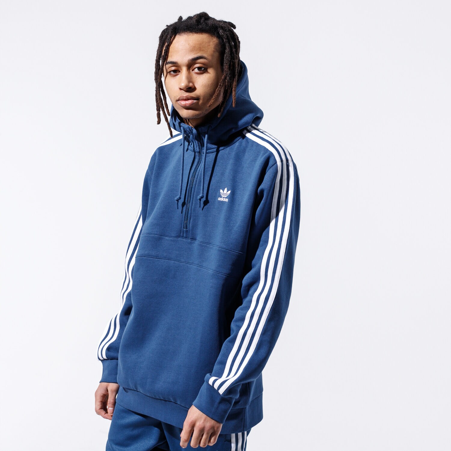 Bluza męska ADIDAS BLUZA Z KAPTUREM 3-STRIPES HZ FM3762 GRANATOWY