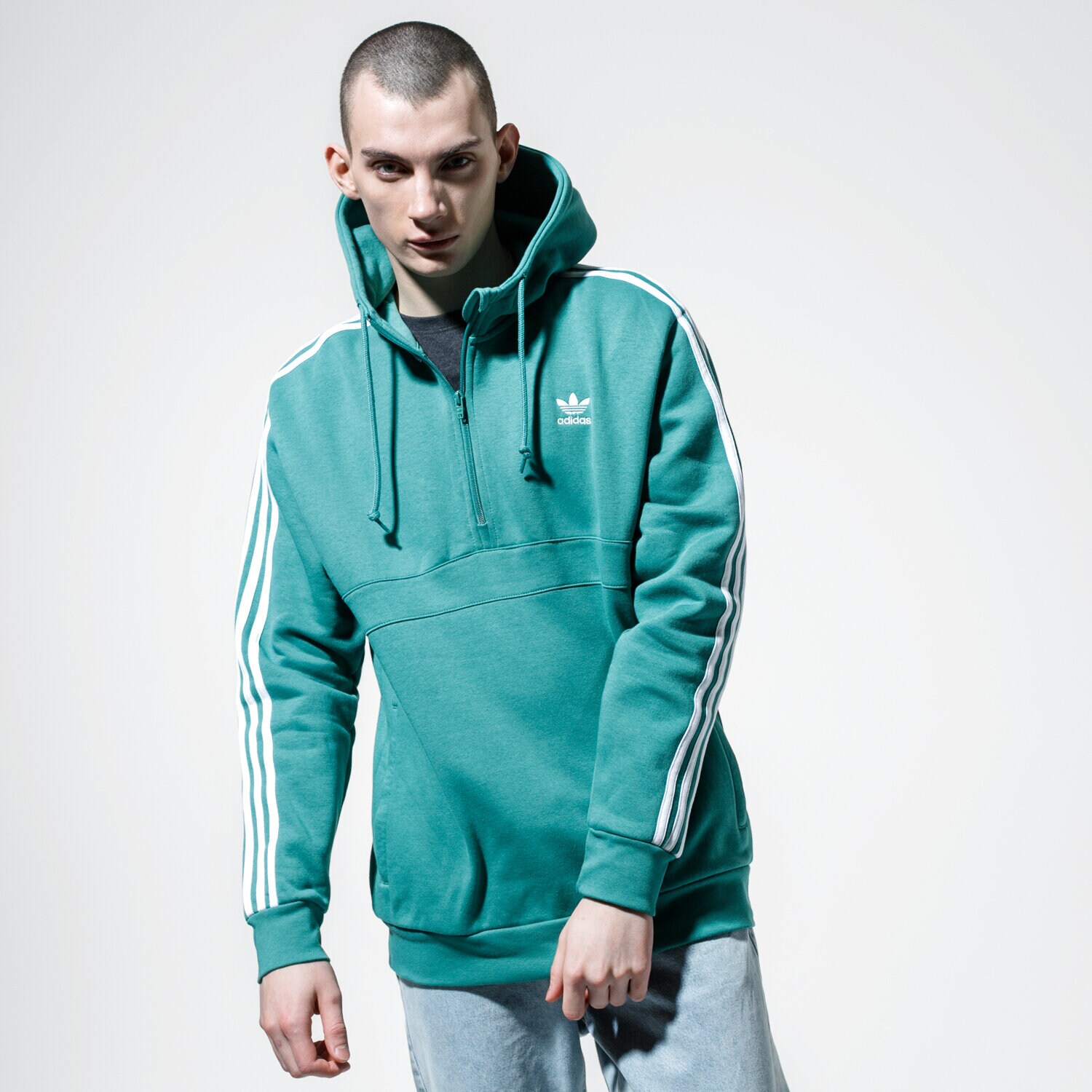 Bluza męska ADIDAS BLUZA Z KAPTUREM 3-STRIPES HZ FM3766 ZIELONY