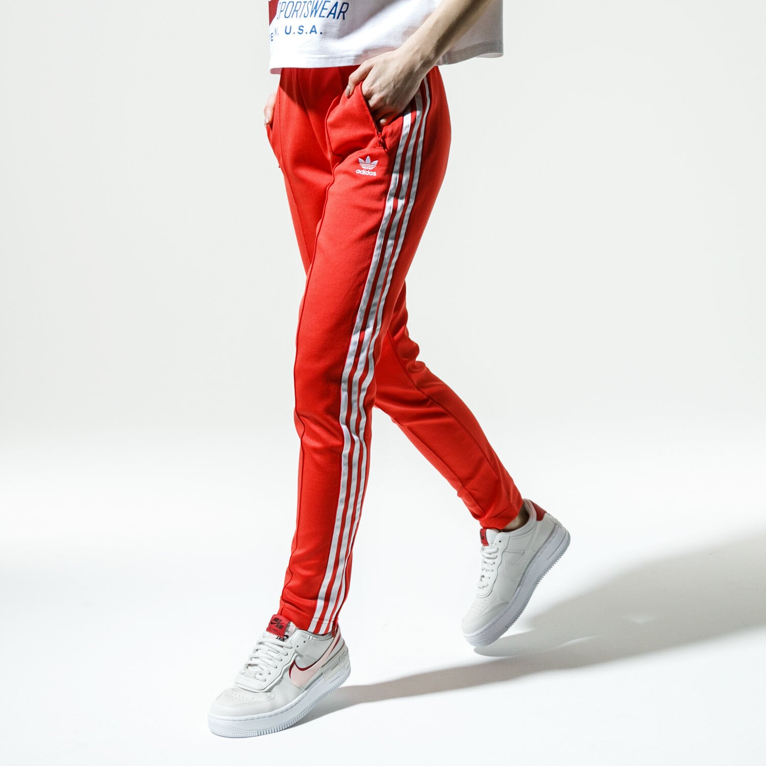 Spodnie sportowe damskie ADIDAS SPODNIE SS TP FM3319 CZERWONY