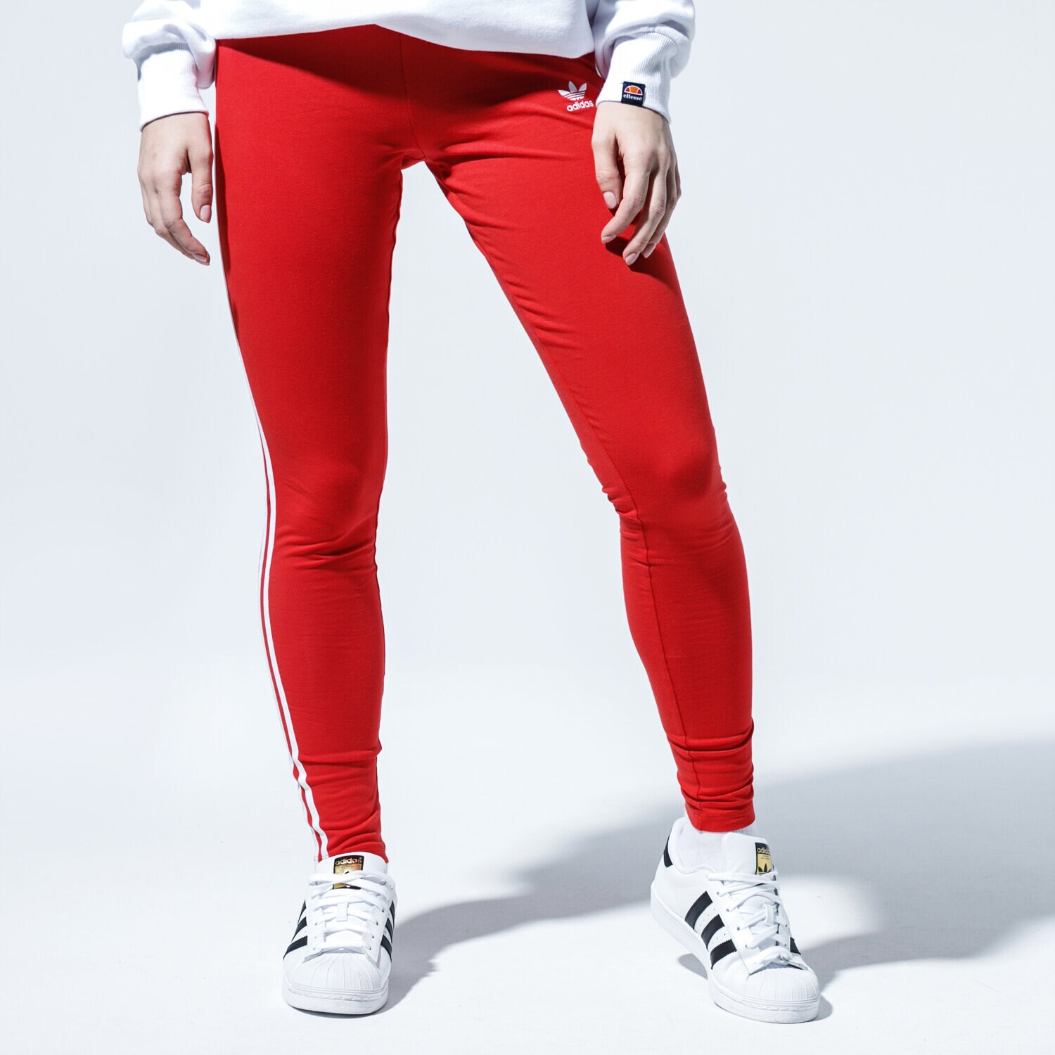 Spodnie sportowe damskie ADIDAS LEGGINGS 3 STR TIGHT FM3283 CZERWONY