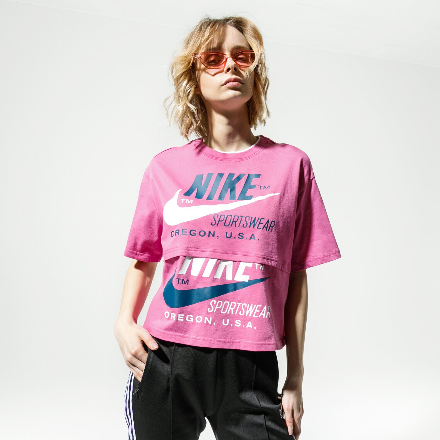 Koszulka, t-shirt damski NIKE T-SHIRT W NSW ICN CLSH SS TOP CJ2040-691 RÓŻOWY