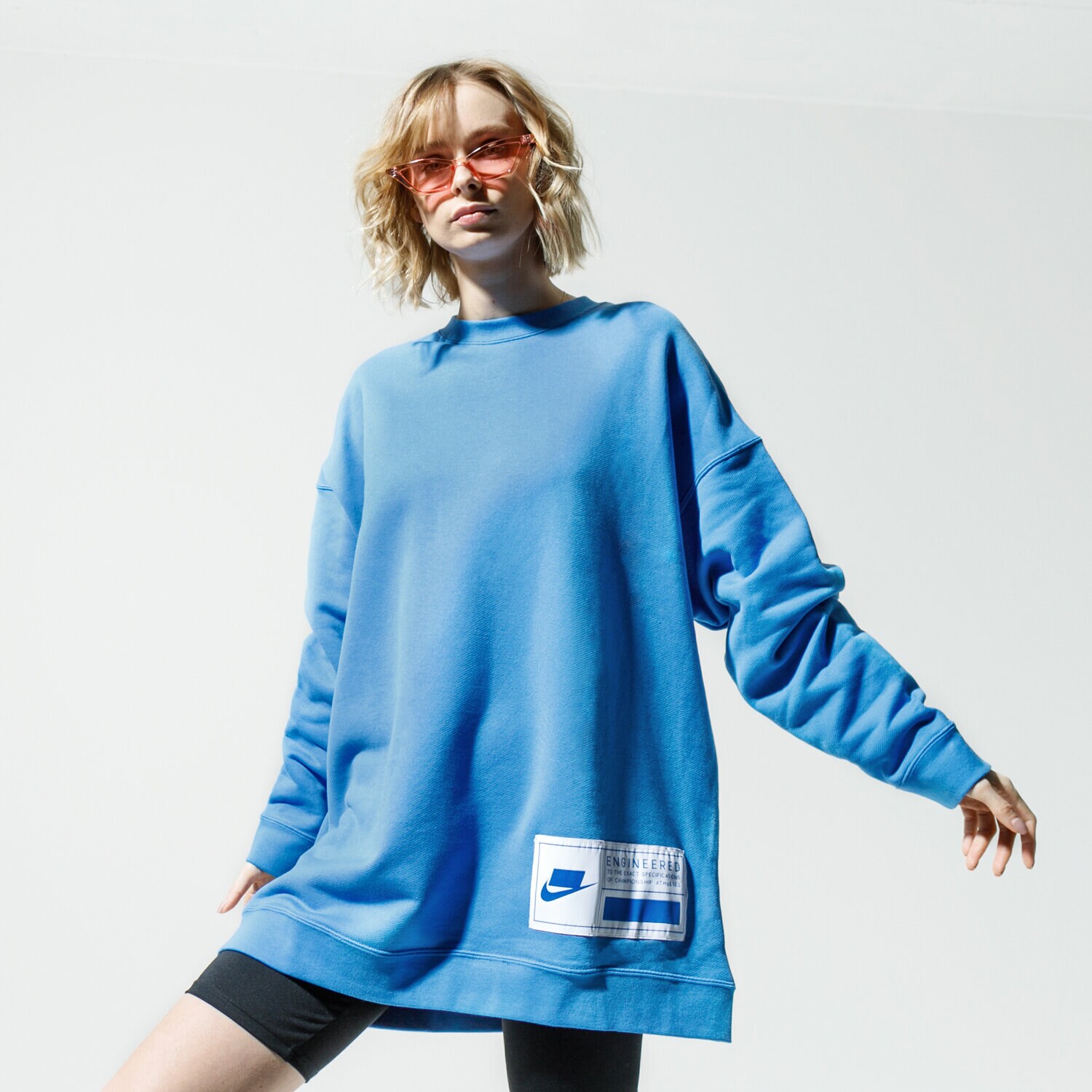 Bluza damska NIKE BLUZA W NSW NSW FLC CREW OVERSIZE CT0876-402 NIEBIESKI