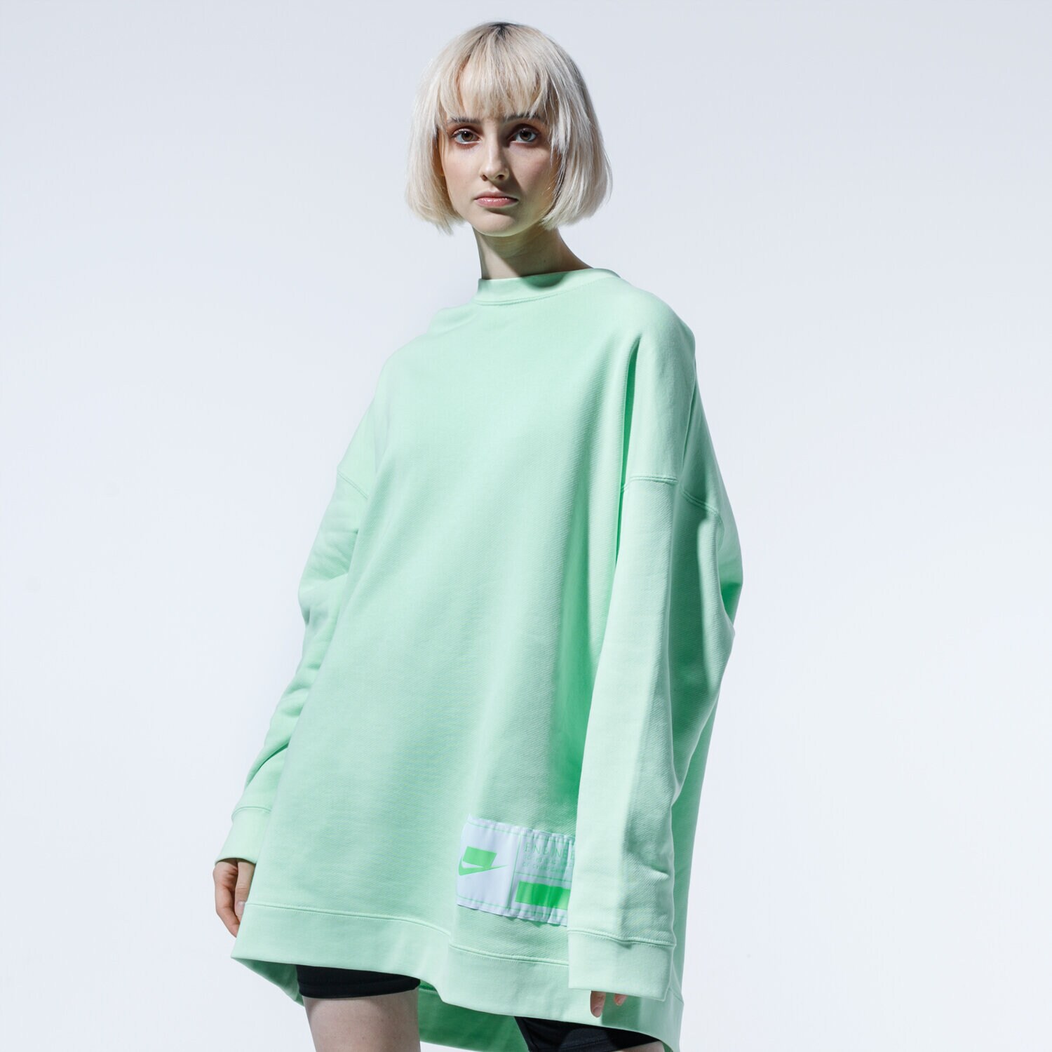 Bluza damska NIKE BLUZA W NSW NSW FLC CREW OVERSIZE CT0876-376 ZIELONY