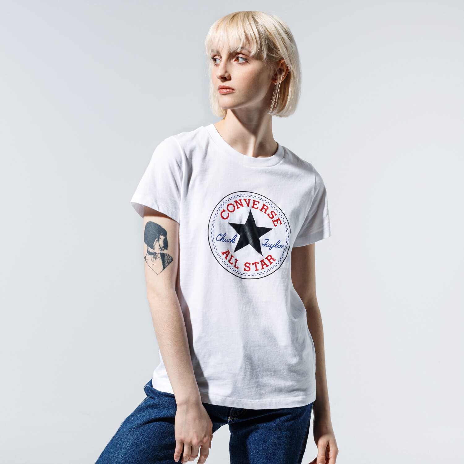 Koszulka, t-shirt damski CONVERSE T-SHIRT CHUCK PATCH NOVA TEE 10017759-A04 BIAŁY