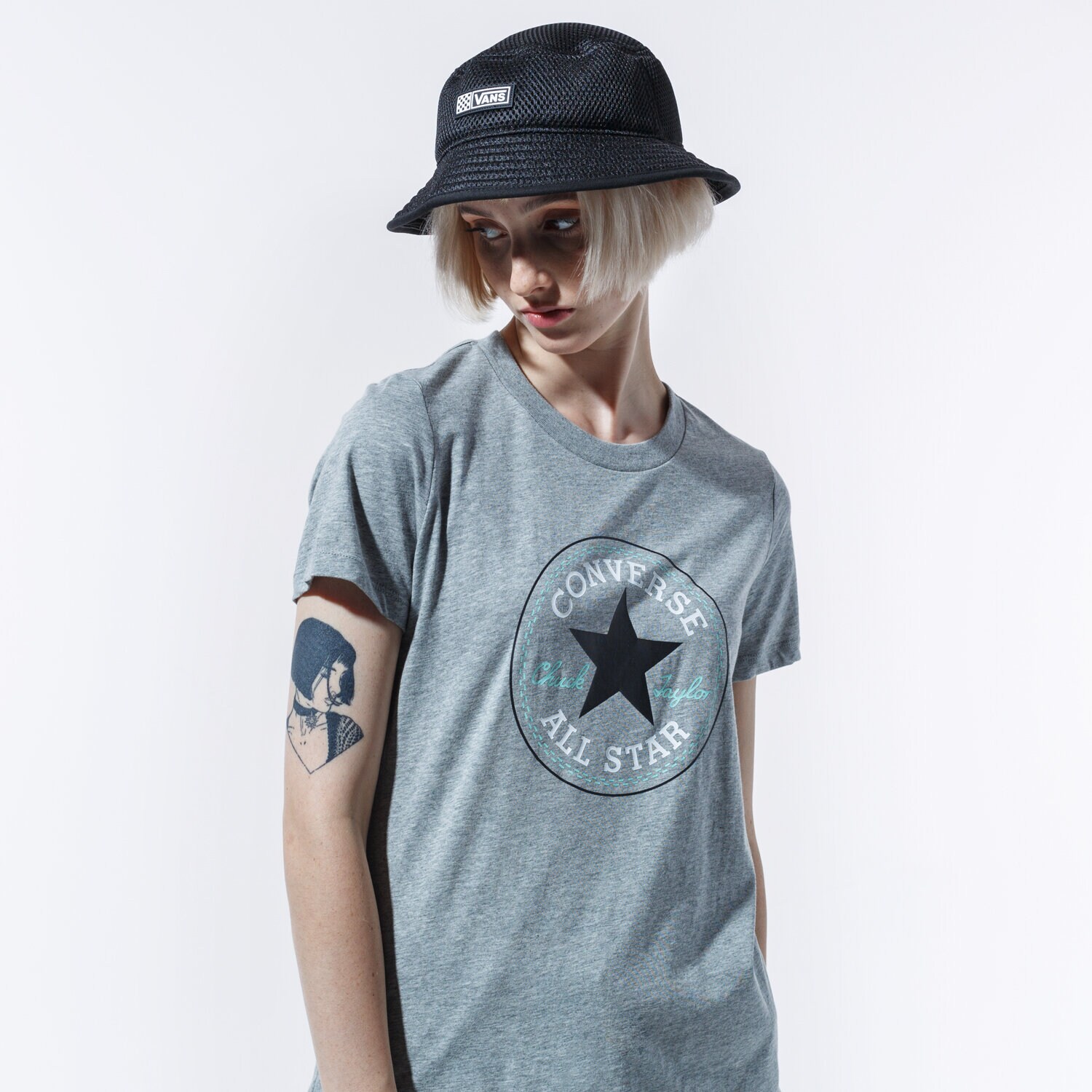 Koszulka, t-shirt damski CONVERSE T-SHIRT CHUCK PATCH NOVA TEE 10017759-A10 SZARY