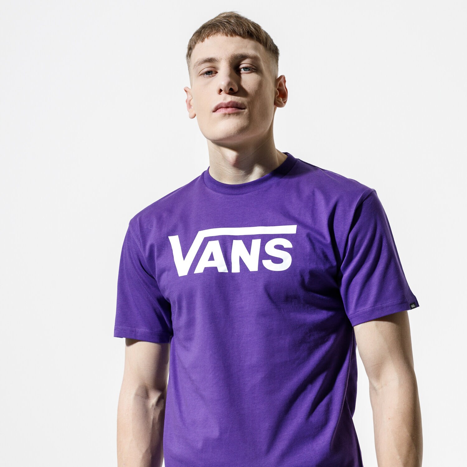 Koszulka, t-shirt sportowy męski VANS T-SHIRT MN VANS CLASSIC HELIOTROPE/WHITE VN000GGGYMM1 FIOLETOWY
