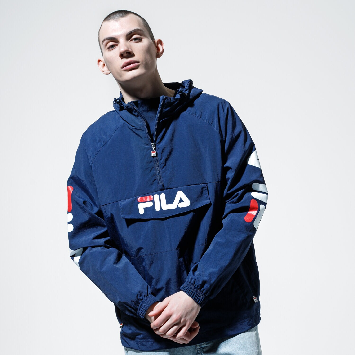 Kurtka wiosenna / jesienna męska FILA KURTKA LADISLAUS WOVEN ANORAK 687276170 GRANATOWY