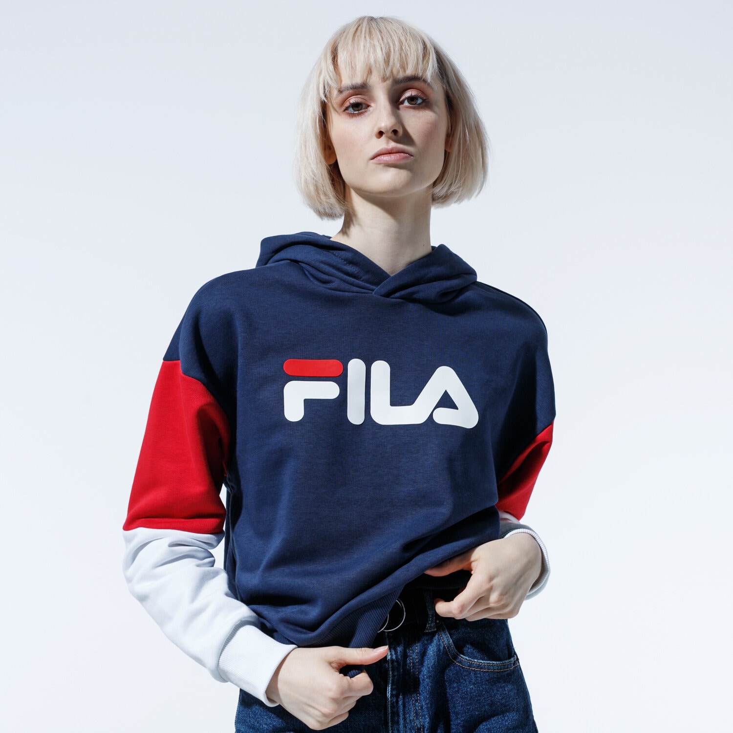 Bluza damska FILA BLUZA Z KAPTUREM BLOCKS AND LOGOS 687496K14 GRANATOWY