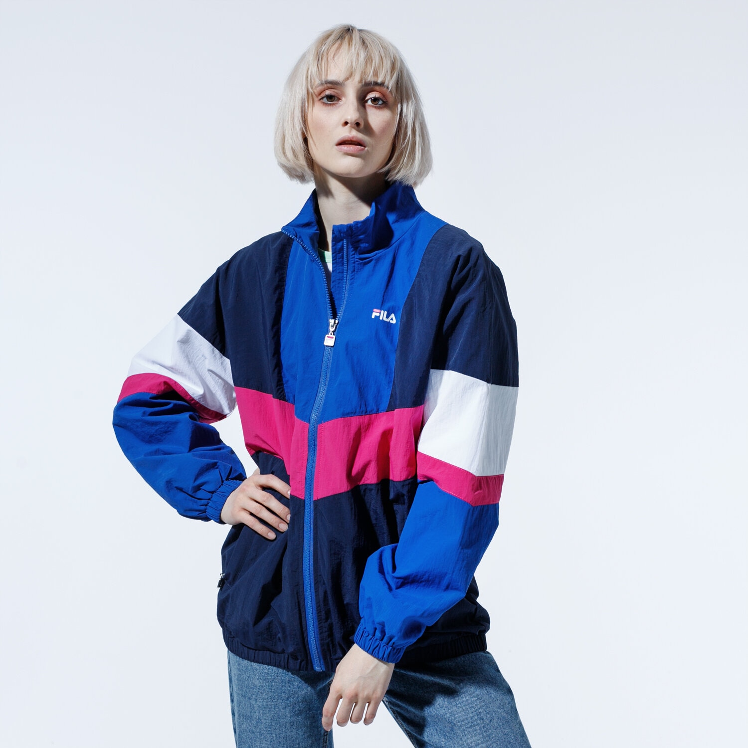 Kurtka wiosenna / jesienna damska FILA KURTKA BAKA WOVEN TRACK JACKET 687494A470 GRANATOWY